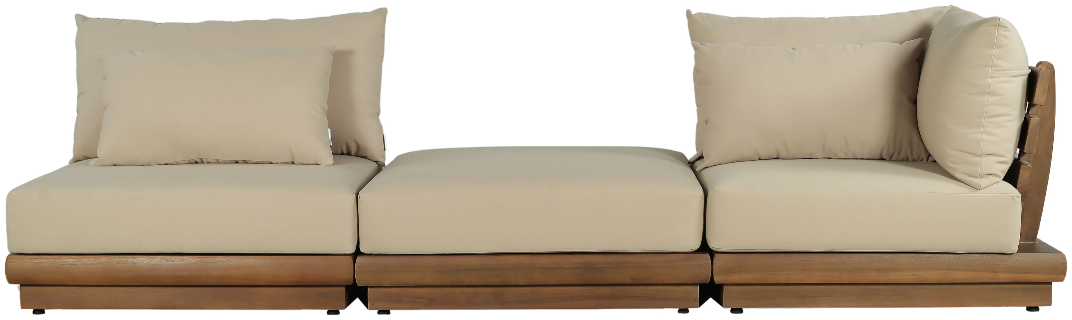 Mirella - 3 Piece Water Resistant Fabric 112" Upholstered Outdoor Patio Modular Sofa - Tan