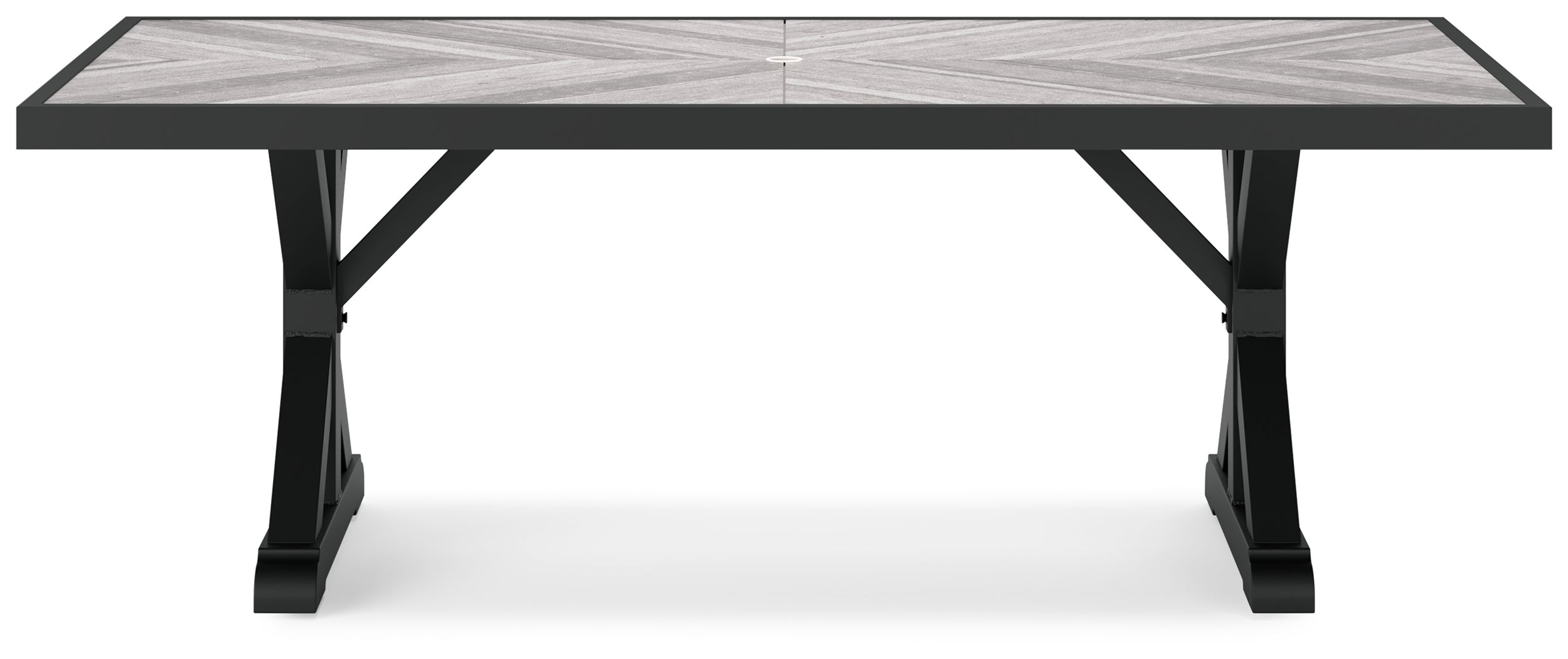 Ashley Furniture Beachcroft - Rectangular Dining Table With Umbrella Option - Black / Light Gray - Image 6