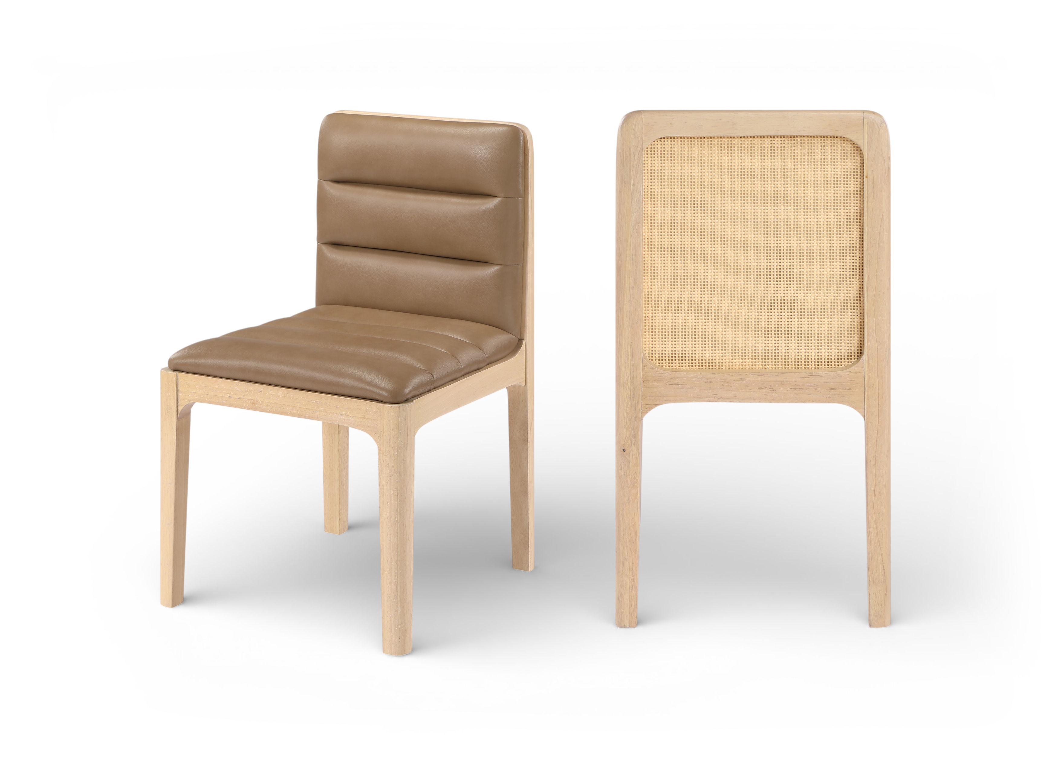 Ellis - Vegan Leather Upholstered Dining Chair (Set of 2) - Tan / Natural