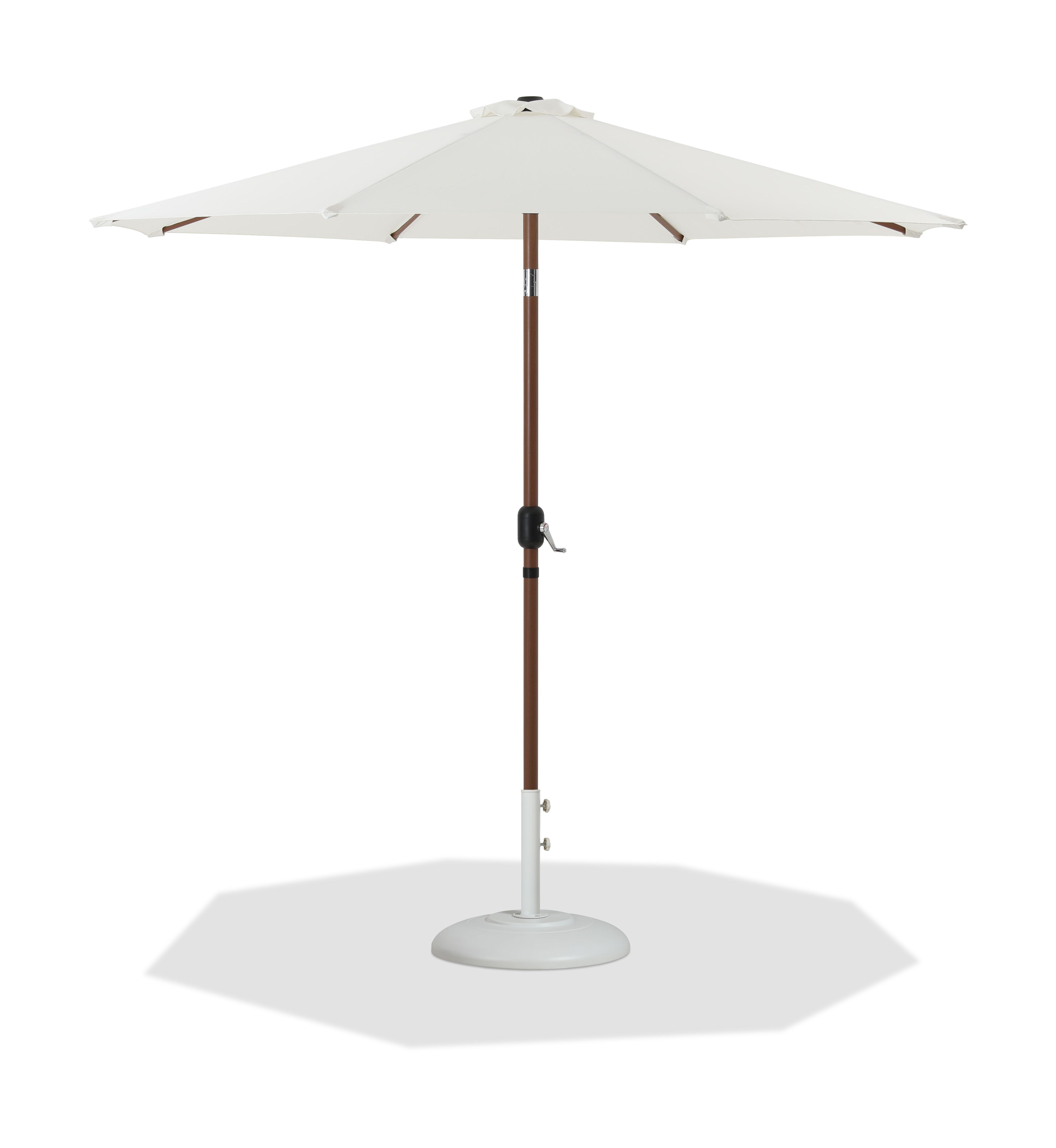 Fiji - Aluminum Patio Umbrella With Round White And Teak Base - White