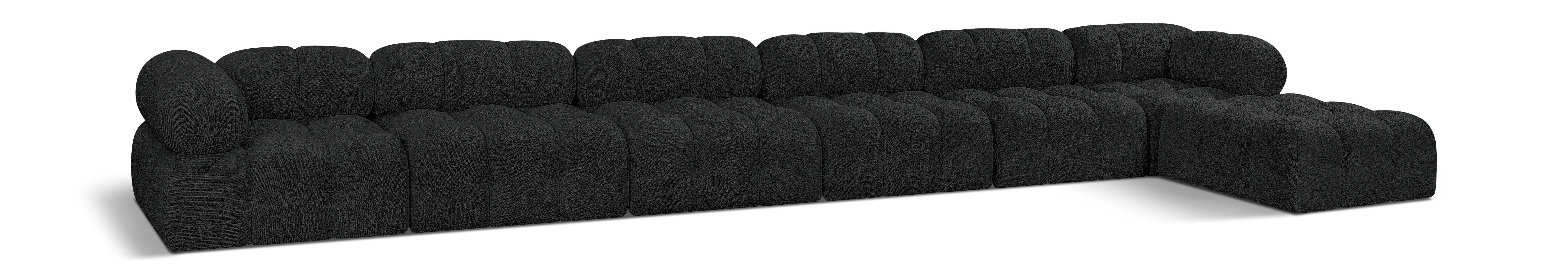 Ames - 7 Piece Boucle Fabric Modular L-Shaped Sectional - Black