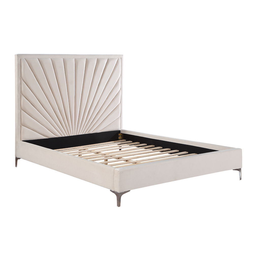 Faiz - Queen Bed - Beige Velvet, beige, view 2