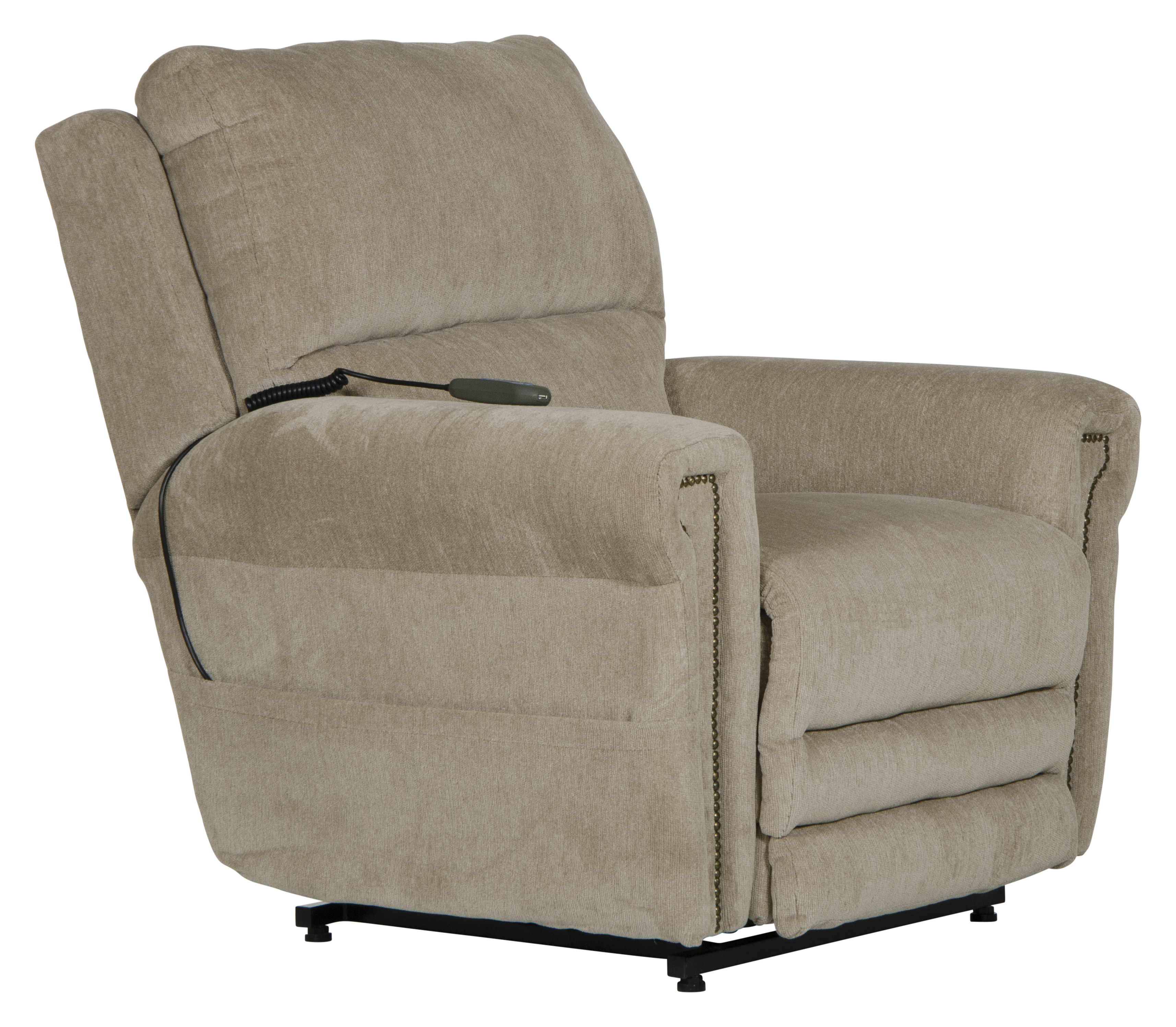 Warner - Power Headrest With Lumbar Power Lay Flat Recliner - Putty