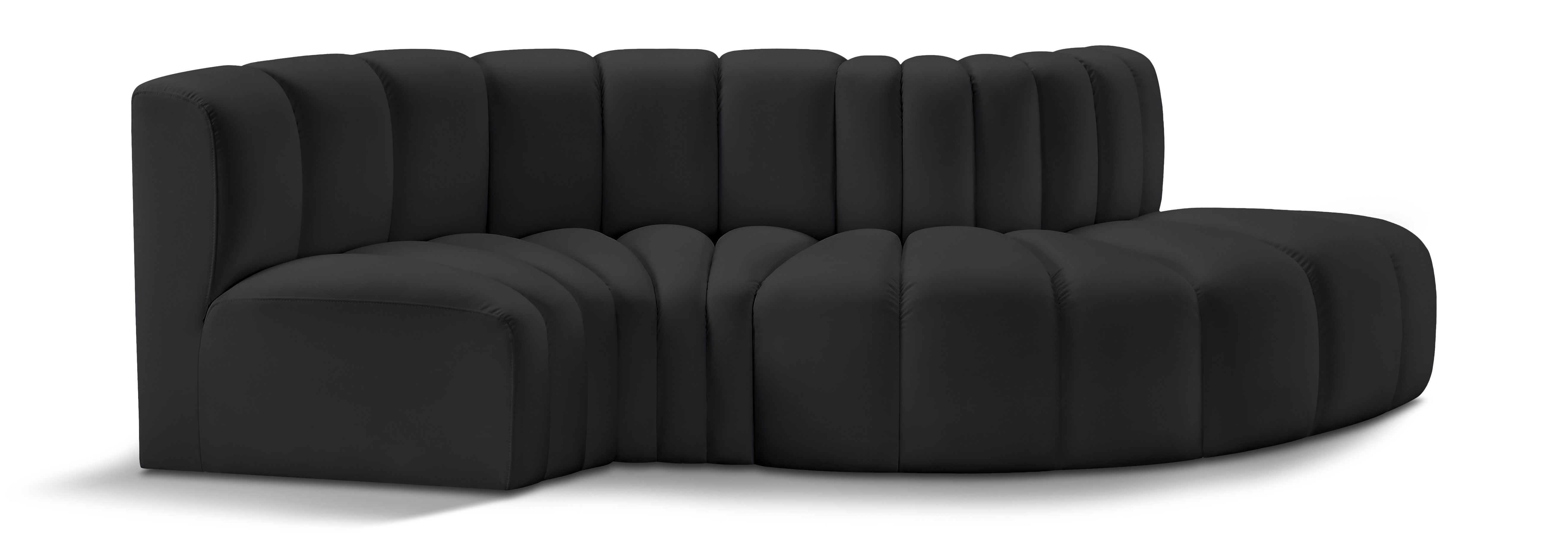 Arc - Faux Leather 4 Piece L-Shaped Modular Sofa - Black