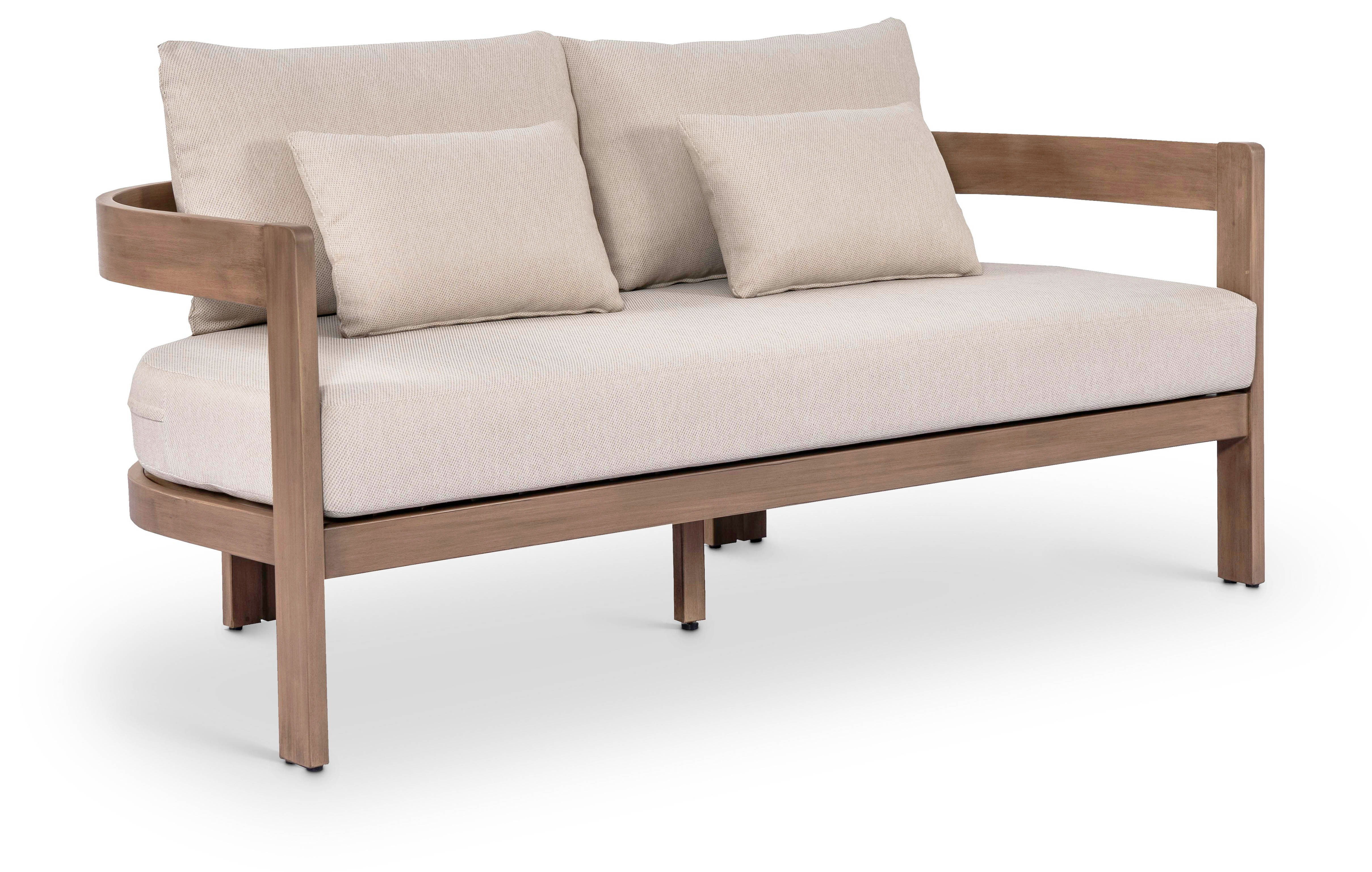 Newport - Water Resistant Fabric 65" Upholstered Outdoor Patio Loveseat - Beige