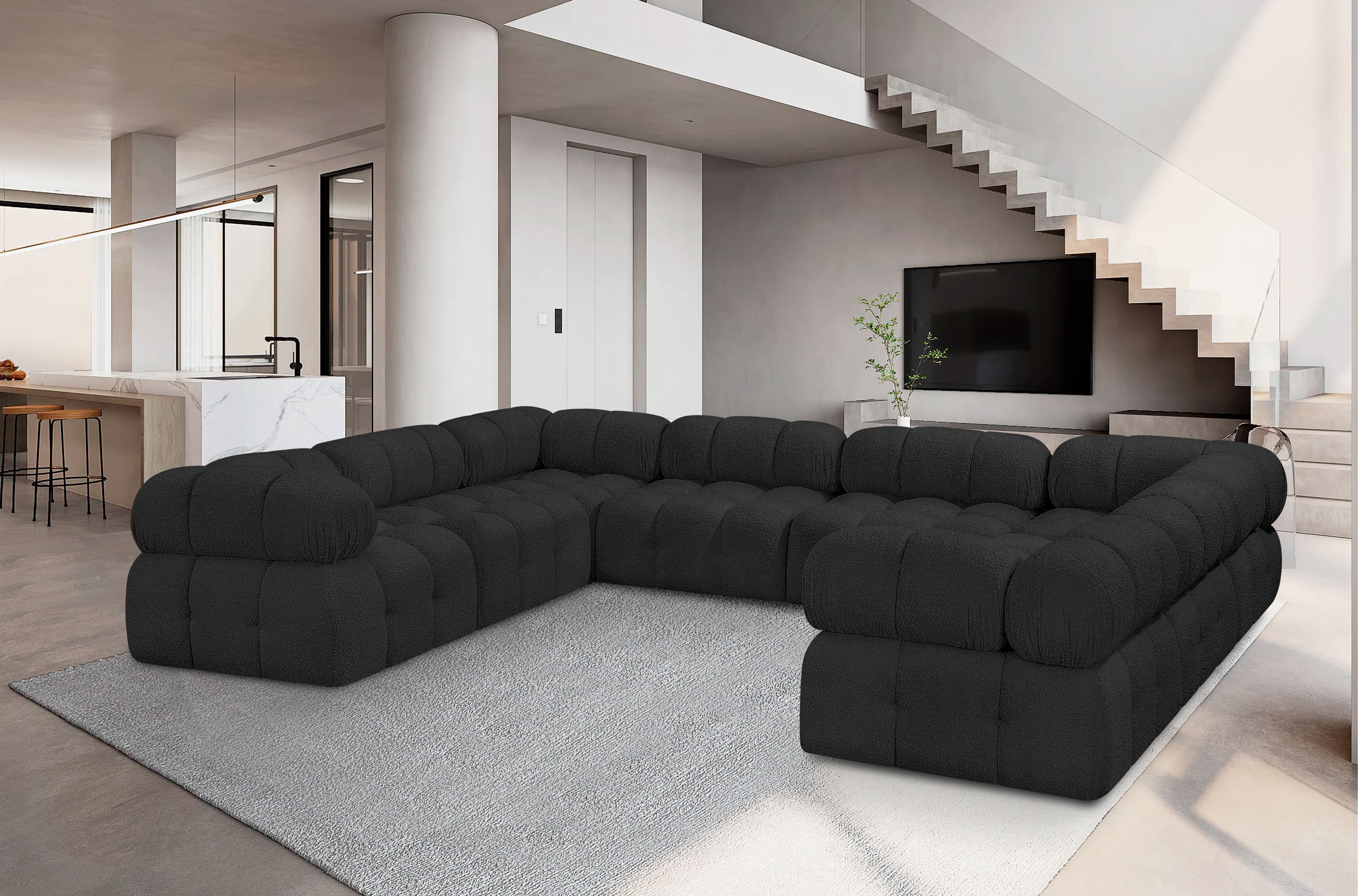 Ames - 8 Piece Modular Sectional - Black