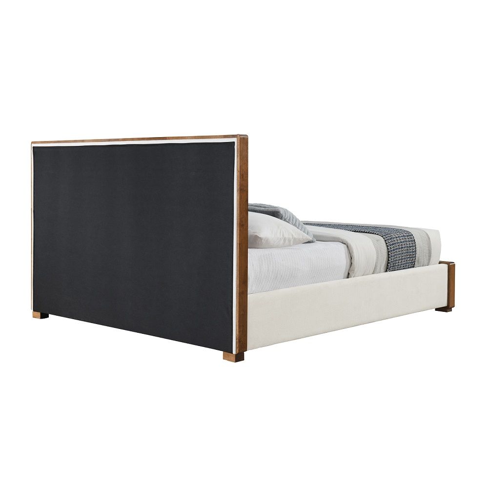 Kaleea - Eastern King Bed - Beige Chenille & Walnut, white, view 3