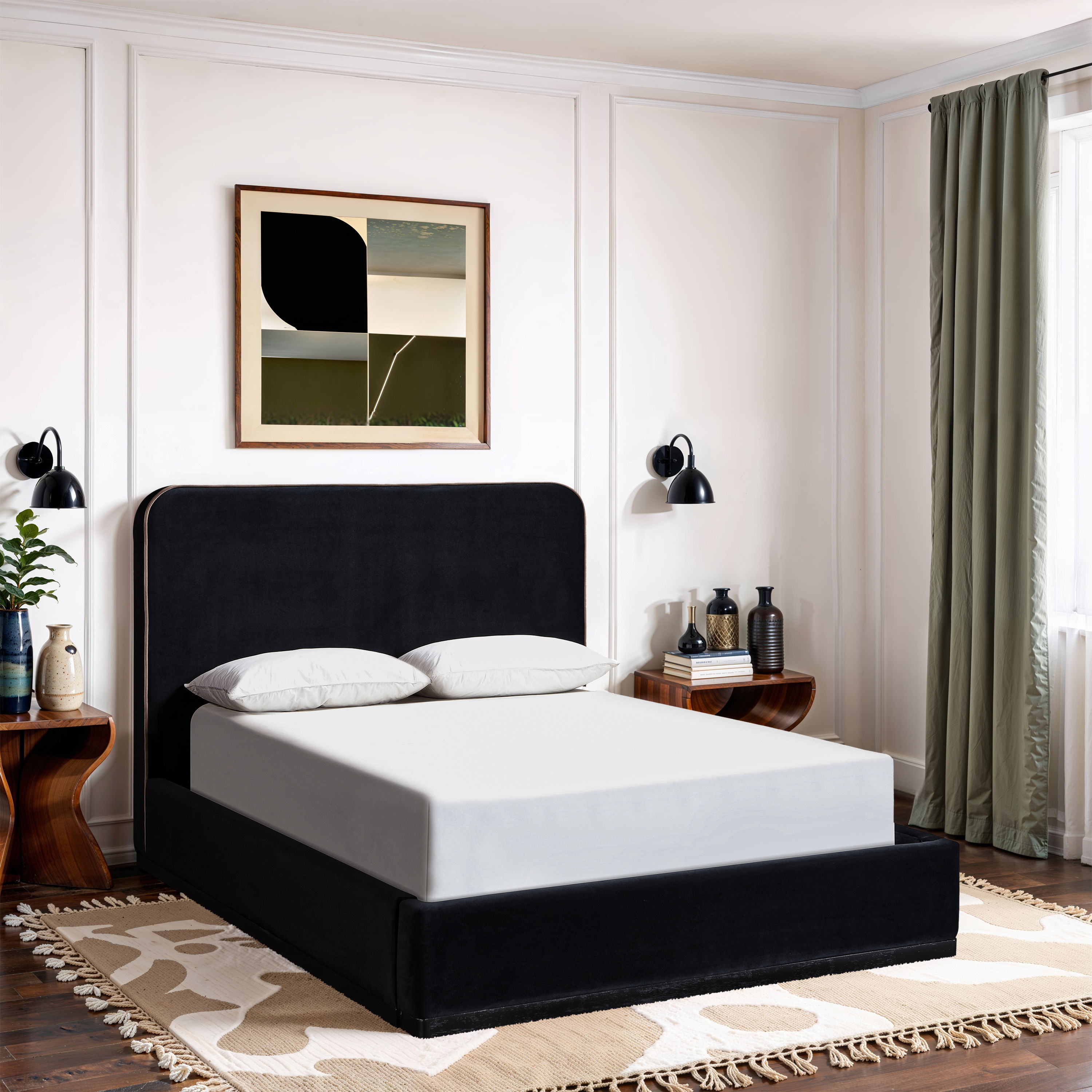 Rava - Queen Bed - Black / Taupe
