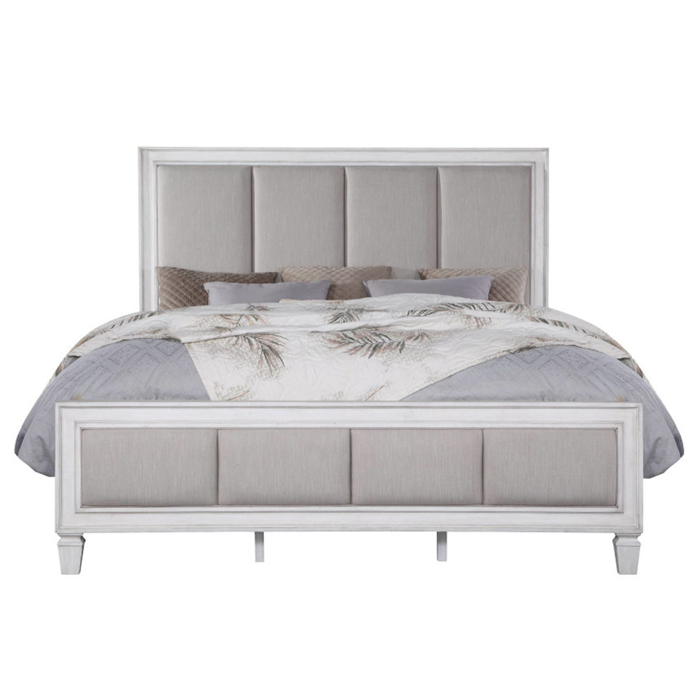 Katia - Queen Bed - Light Gray Linen, Rustic Gray & Weathered White, white, view 8