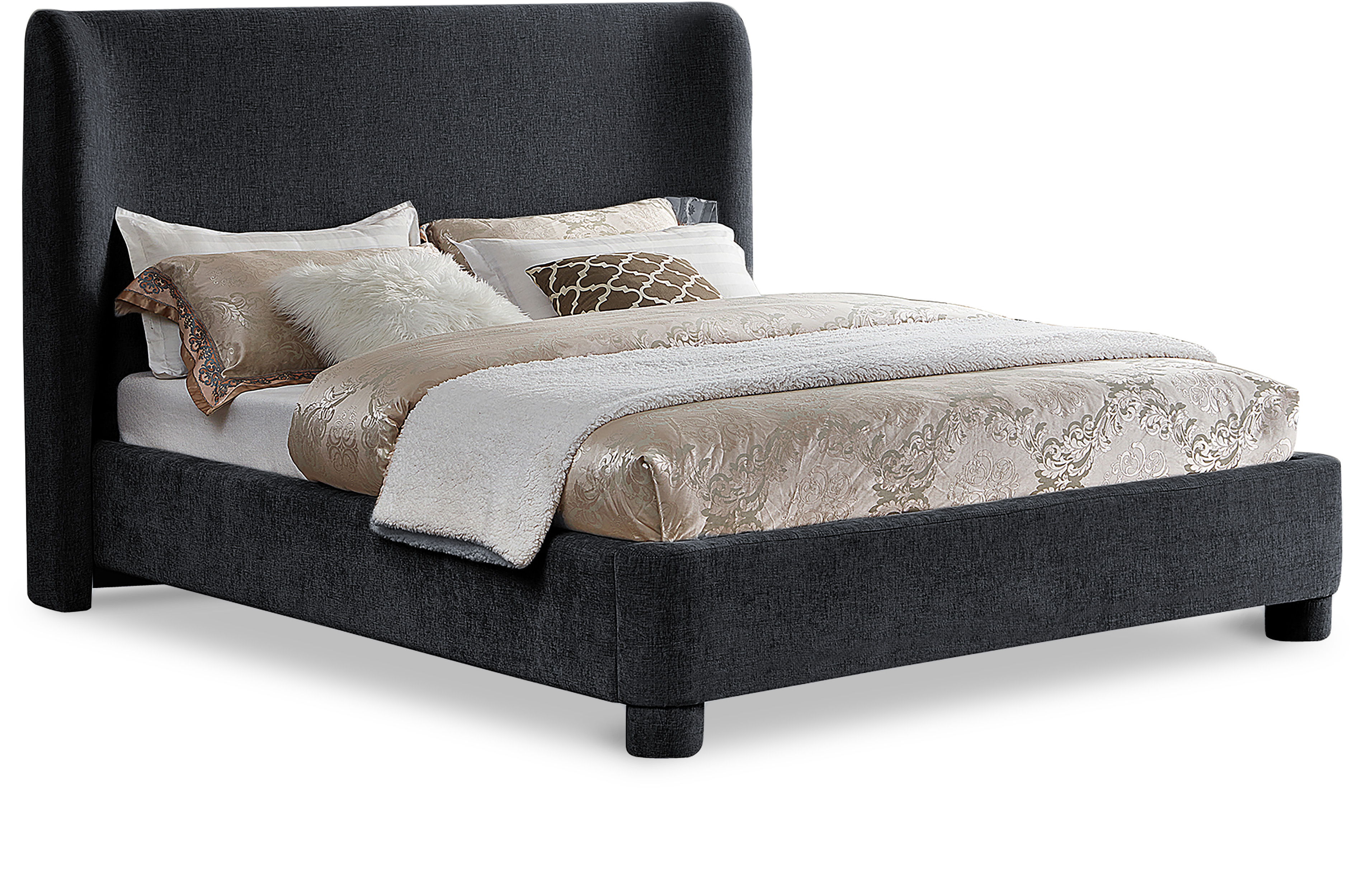 Penny - Chenille Fabric King Bed - Black