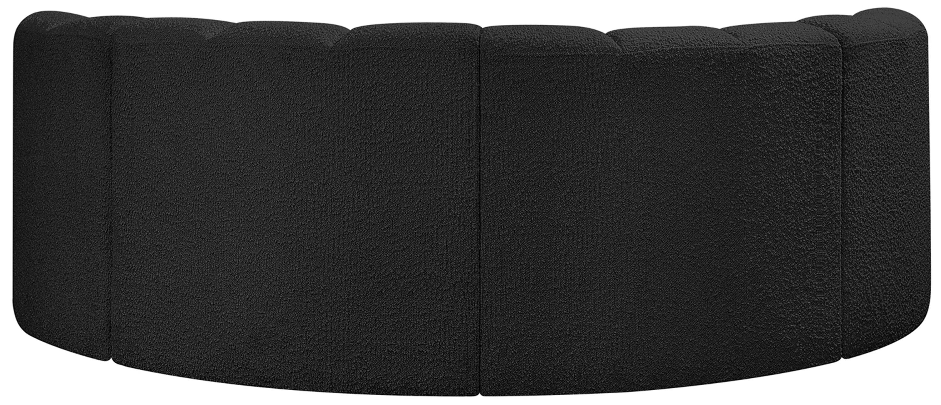 Arc - Boucle Fabric 4 Piece U-Shaped Modular Sofa - Black