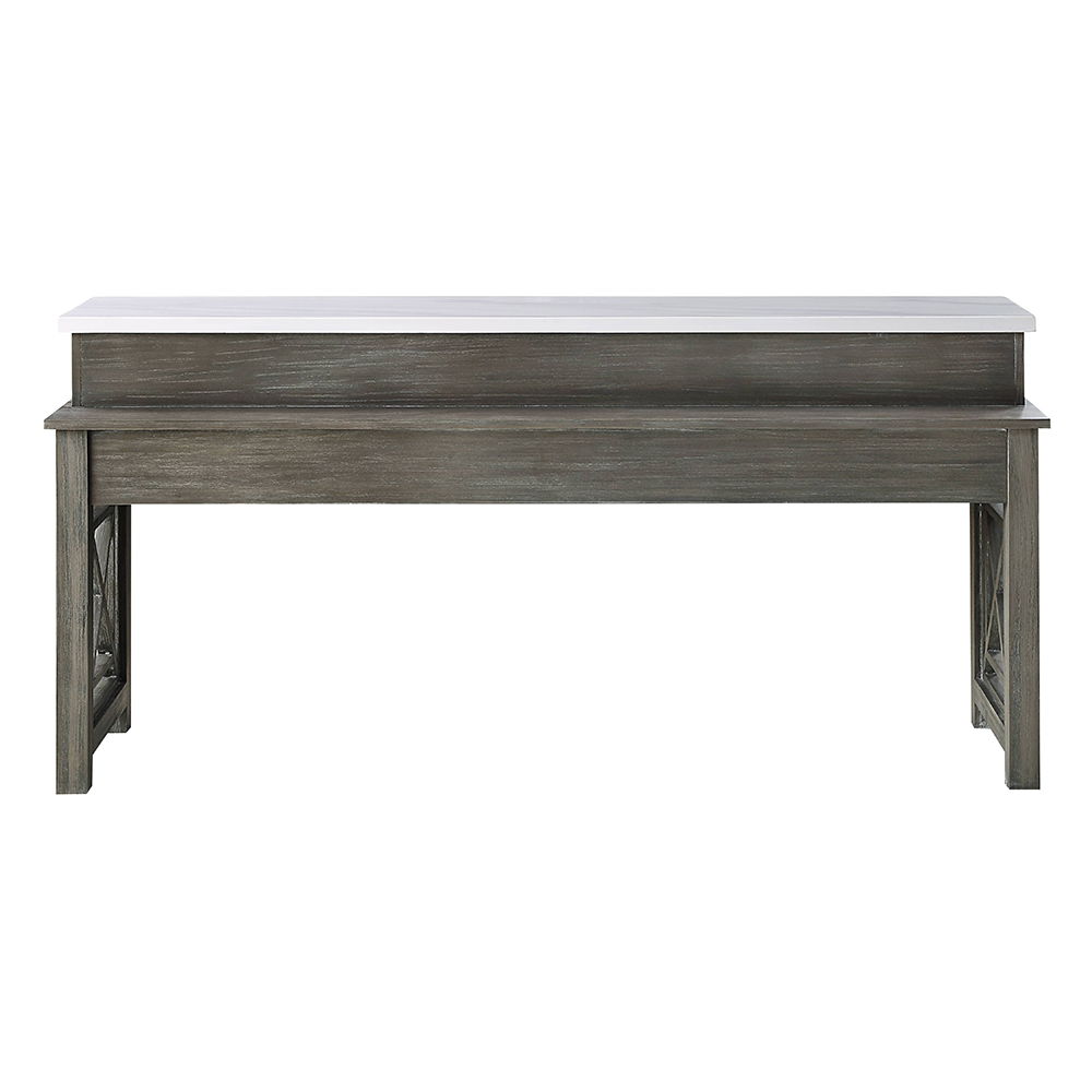 Wandella - 4 Piece Counter Height Table Set With USB - Beige Fabric, Marble Top & Weathered Gray, gray, view 8