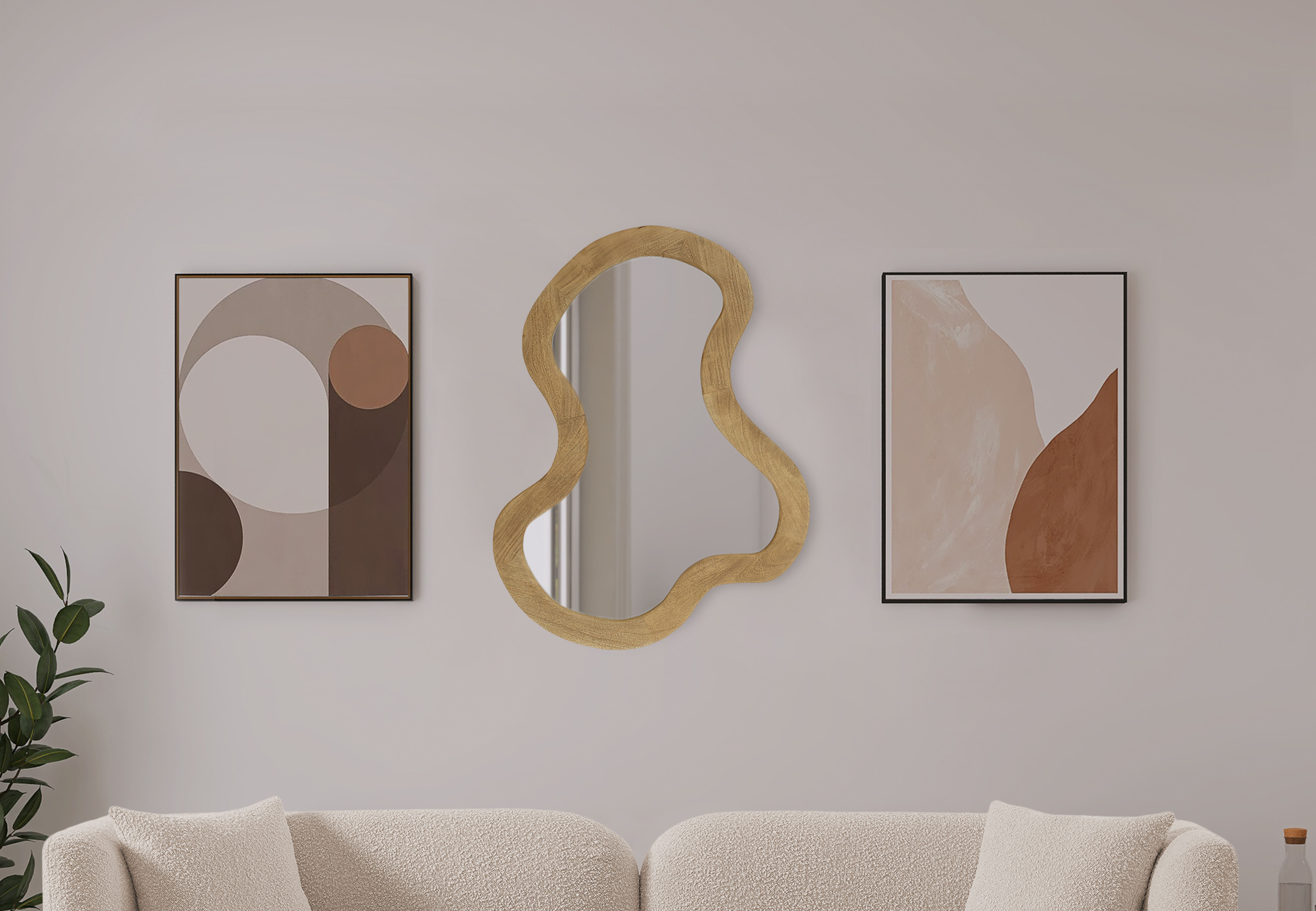Oblique - 38" Oak Wood Mirror - Brown