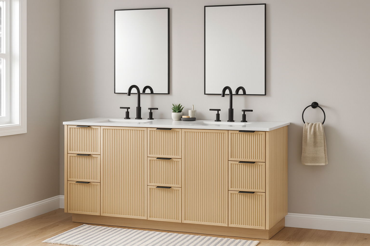 Willard - Engineered Stone And Solid Wood 72" Bathroom Vanity - Natural