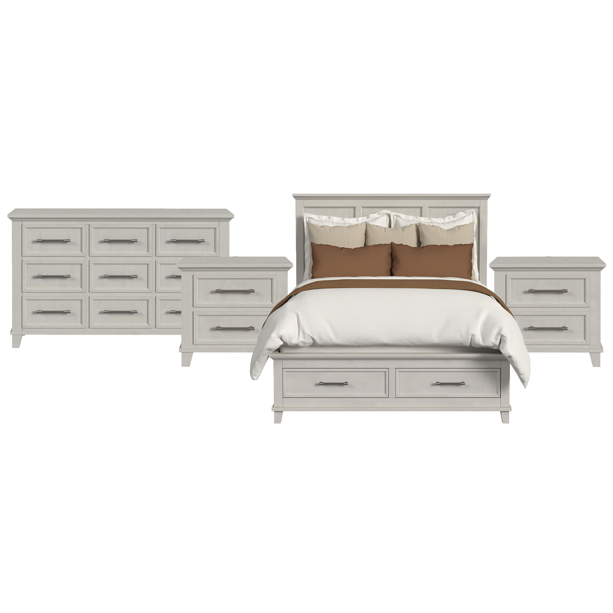 Queen · 4 Pc · Bedroom Set With 2 Nightstands & Dresser