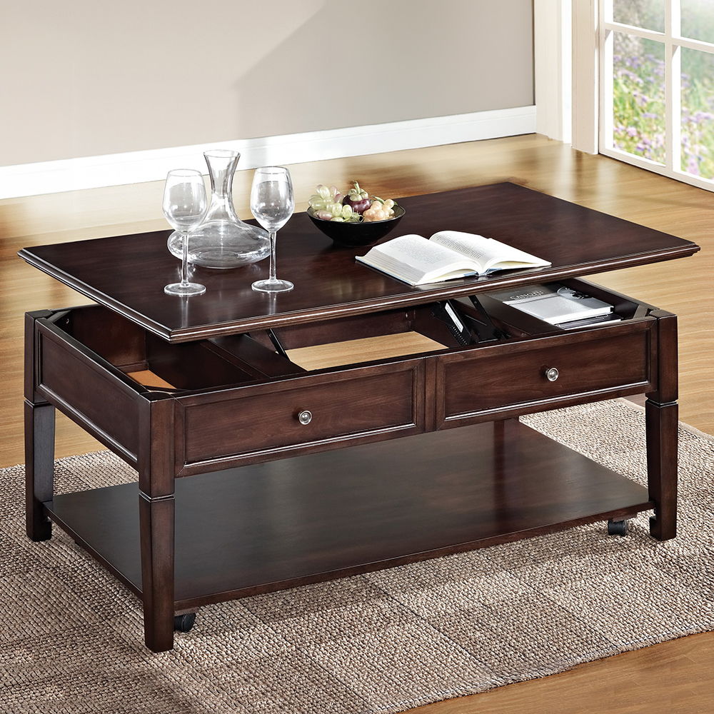 Malachi - Coffee Table With Lift Top - Walnut, dark brown, view 6