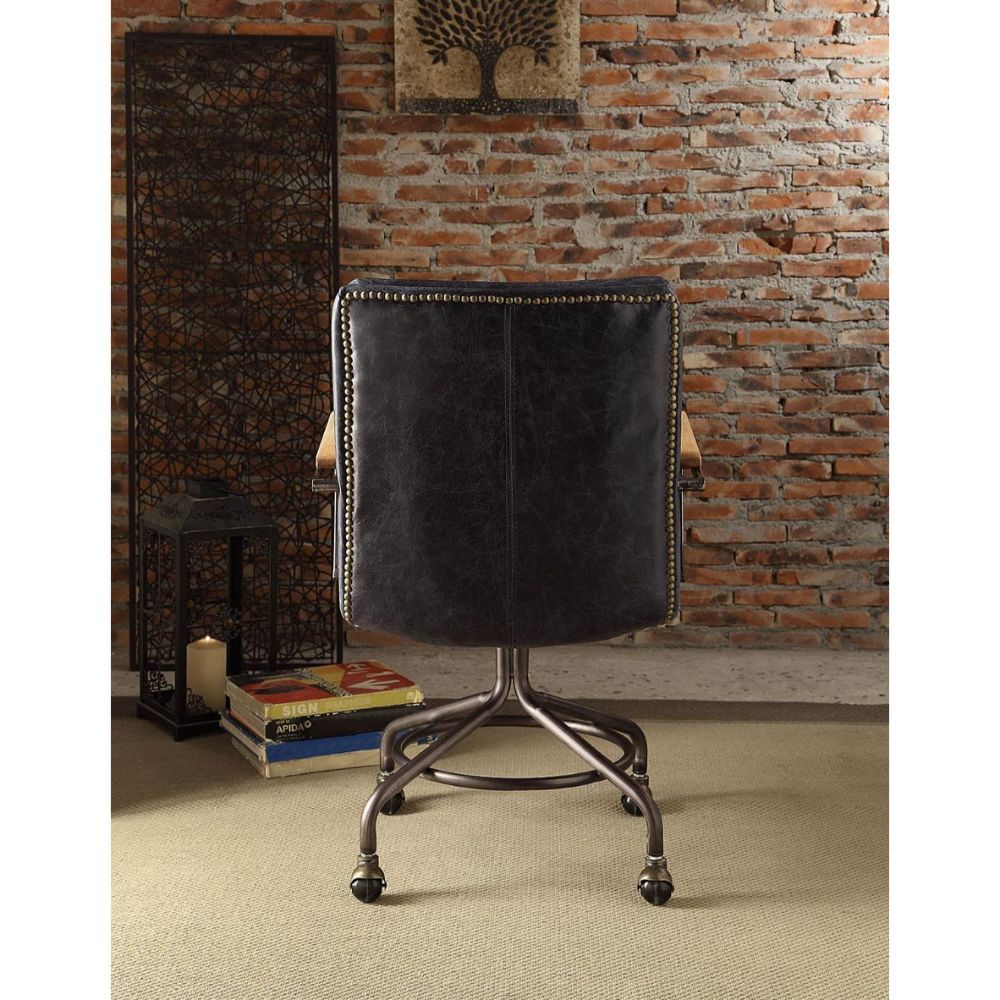 Harith II - Office Chair - Vintage Blue Top Grain Leather, blue, view 3