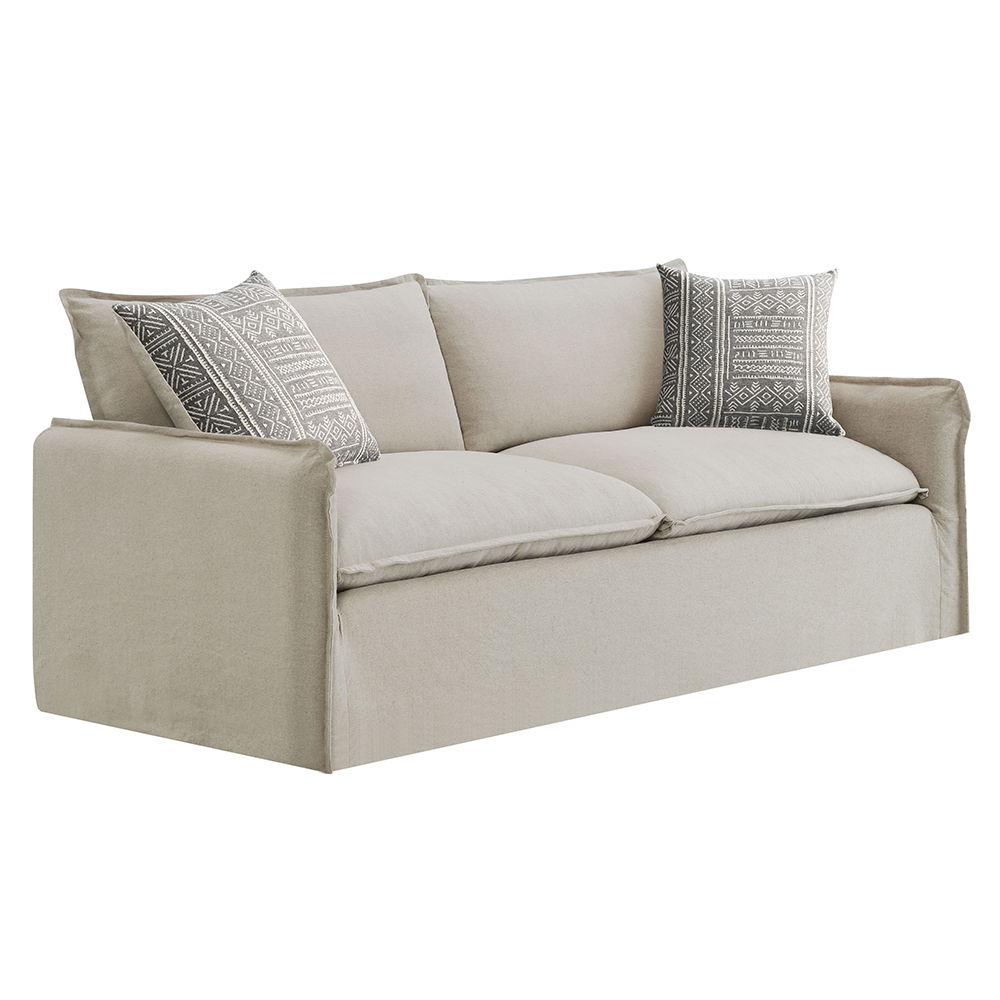 Upendo - Sofa With 2 Pillows - Beige Linen, beige, view 3