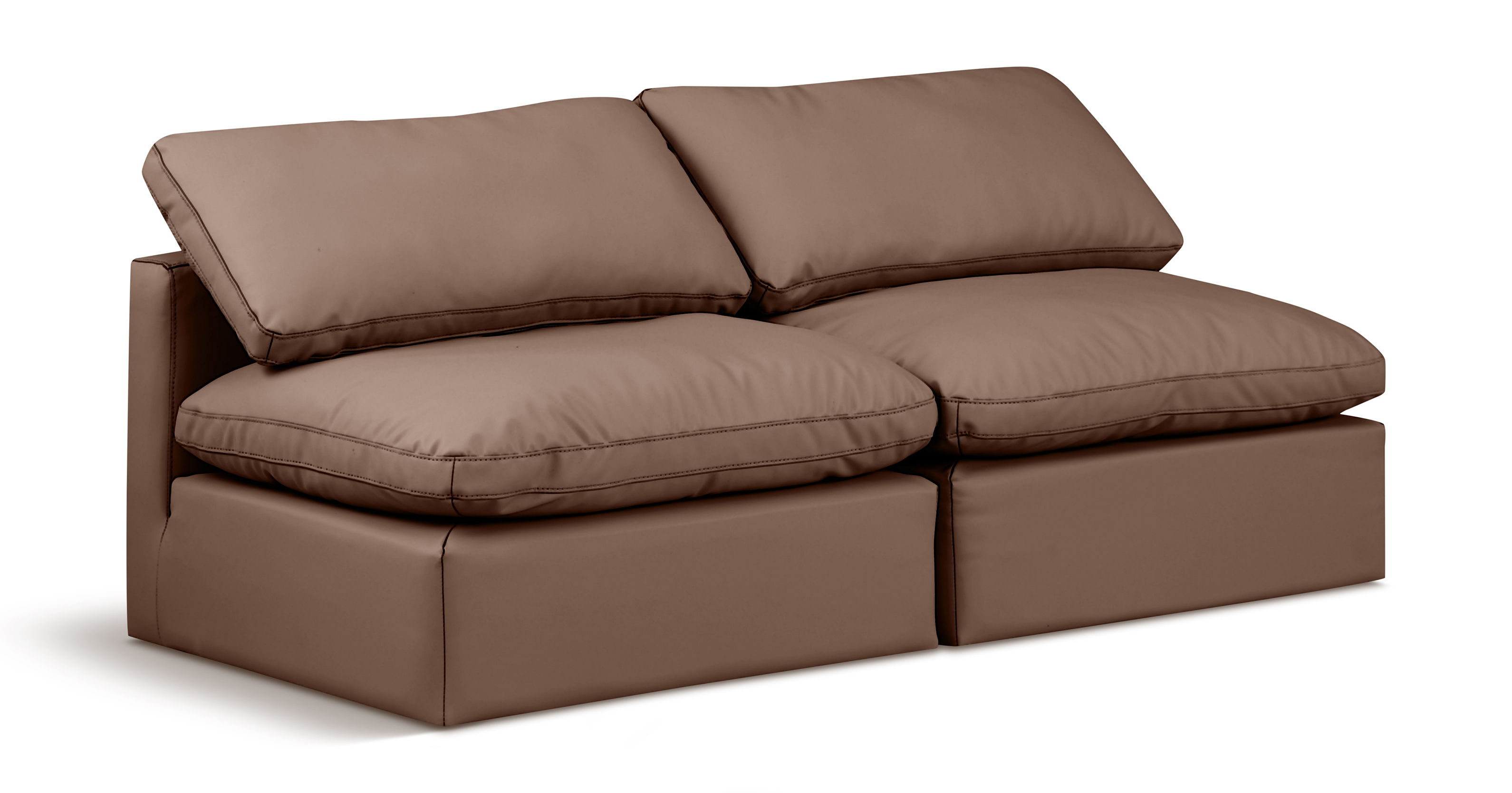 Indulge - Faux Leather 2 Seat Modular Armless Sofa - Brown