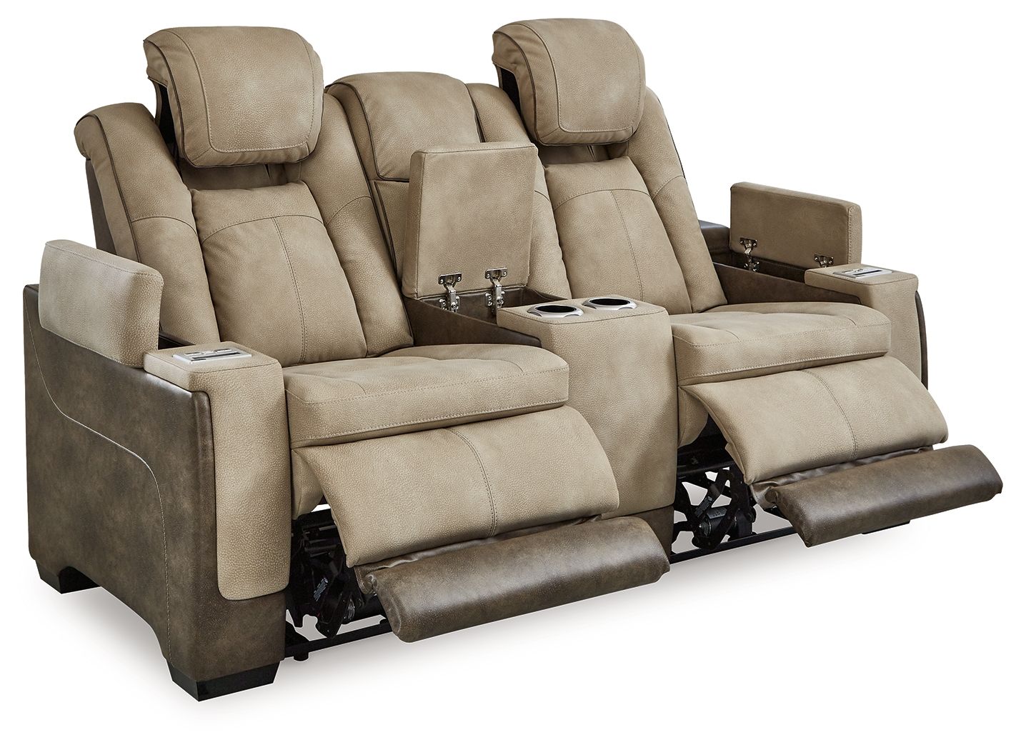 Next-Gen Durapella - Power Reclining Loveseat With Console/Adj Headrest - Sand