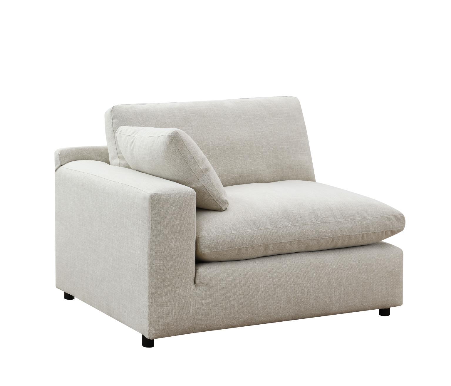 U246 - Linen Left Chair With USB-C Charger - White