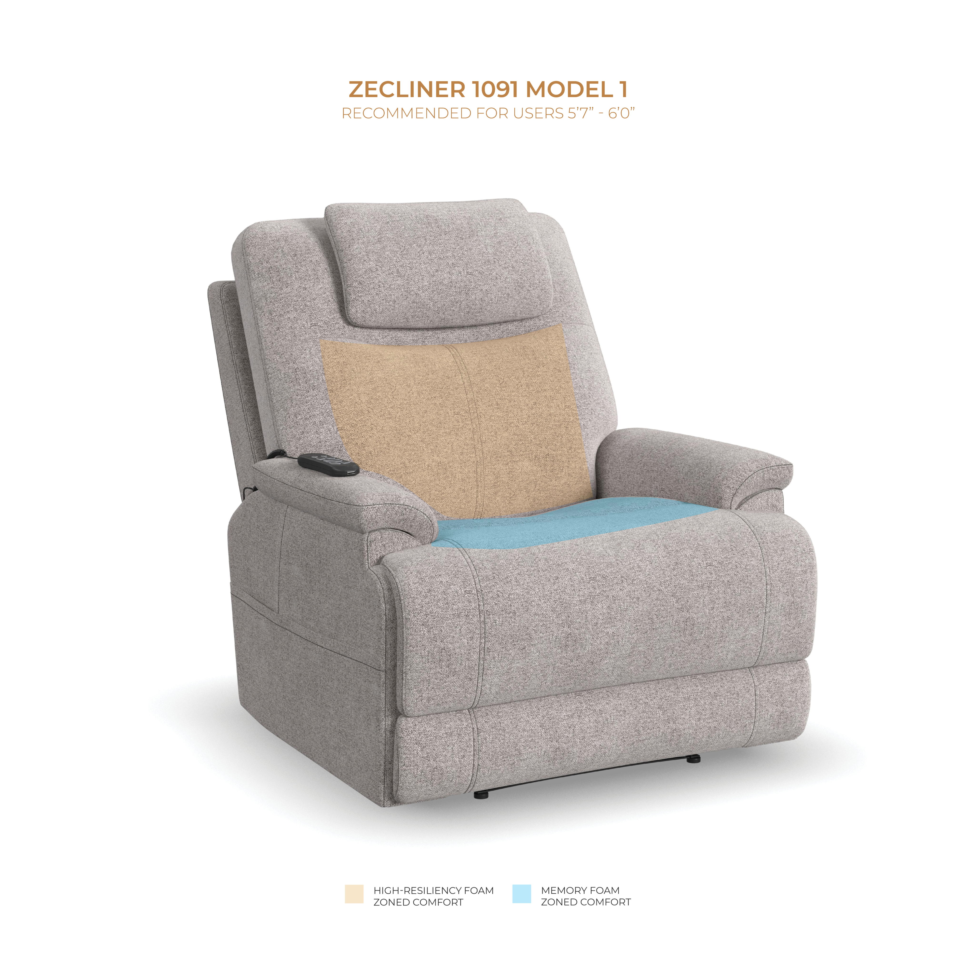 Zecliner Model 1 - Power Lift Sleep Chair - Dove, light gray, view 7