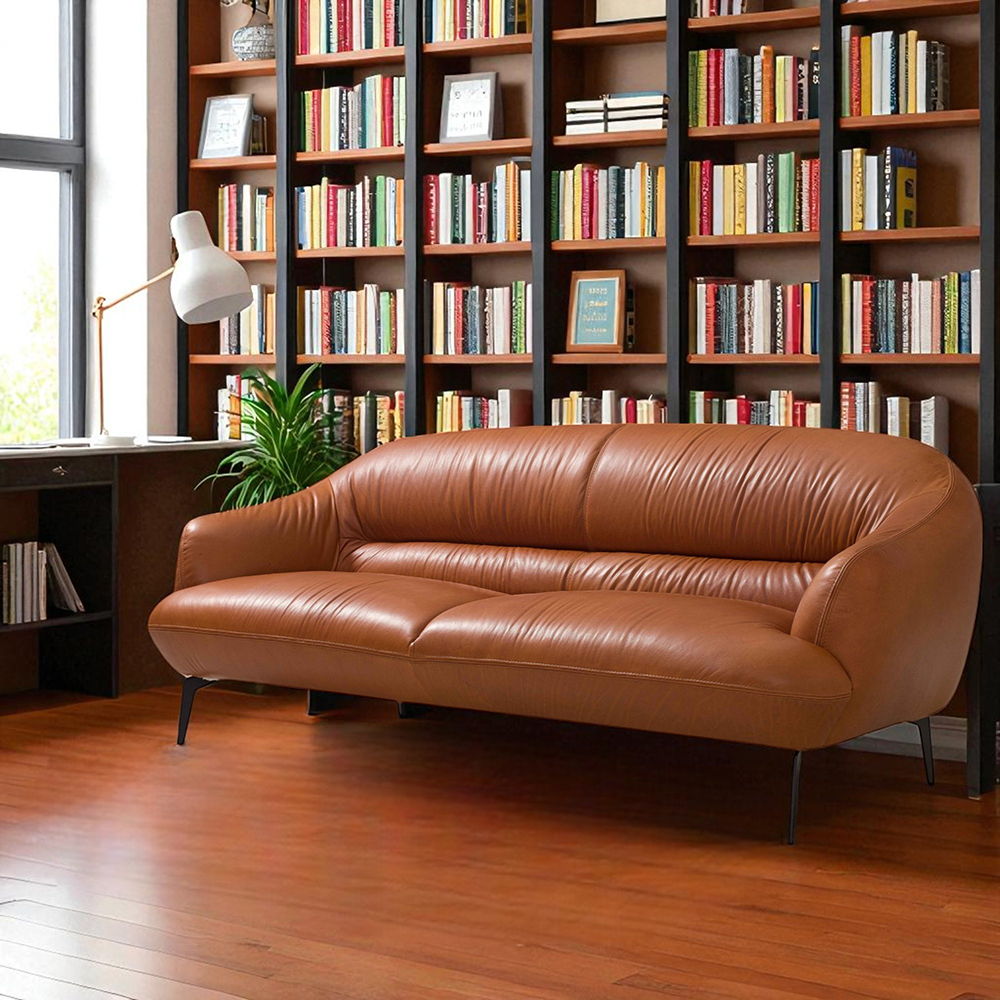Leonia - Sofa - Cognac Leather, dark brown, view 6
