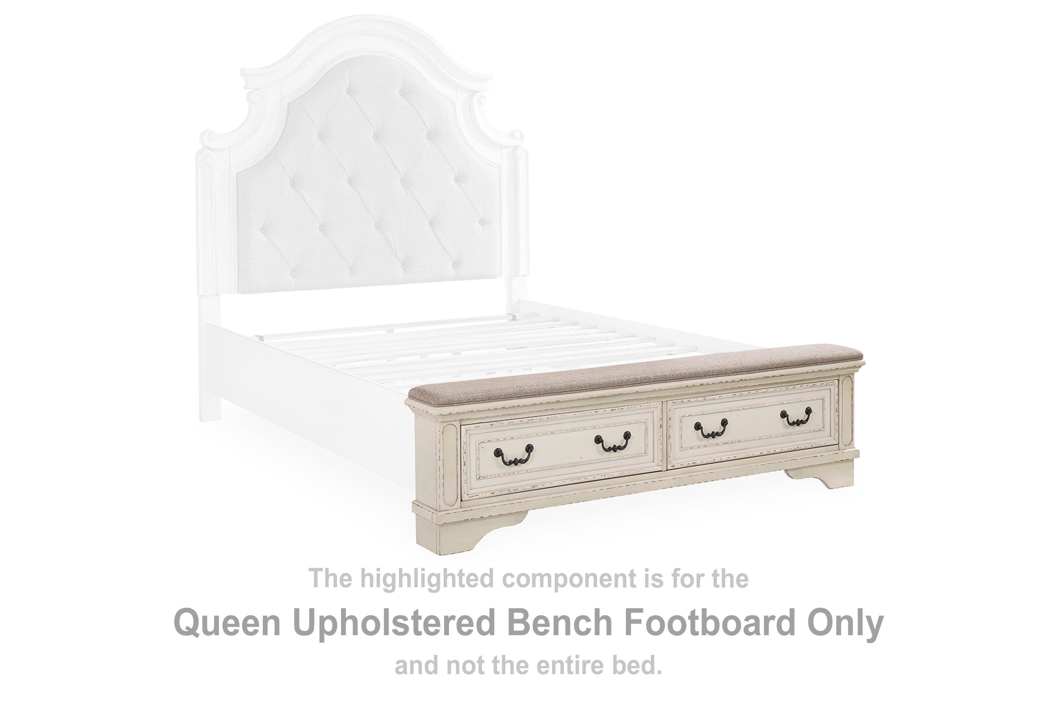 Realyn – Queen UPH Bench Footboard – Chipped White