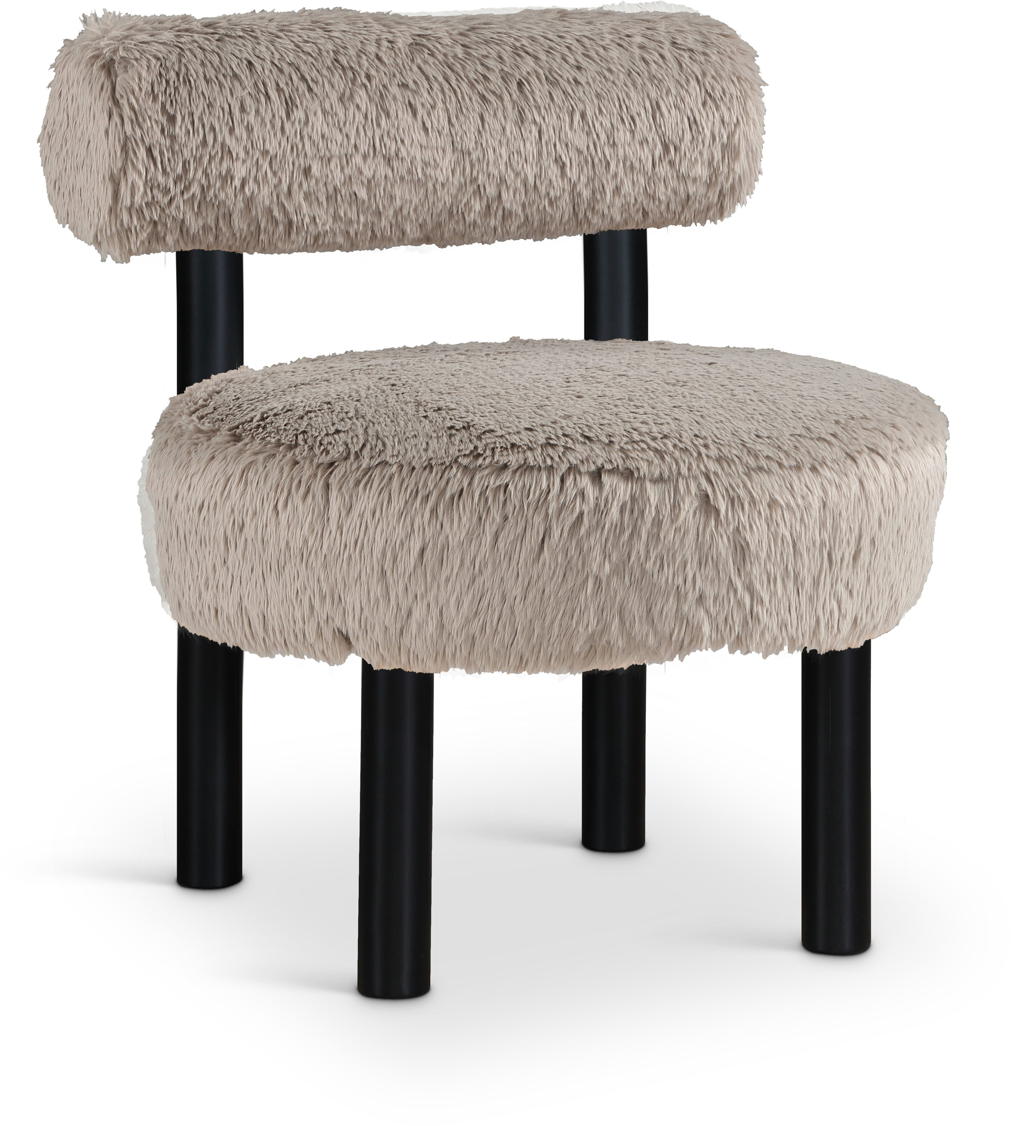 Ambre - Vegan Shearling Fabric Upholstered Accent Chair - Beige