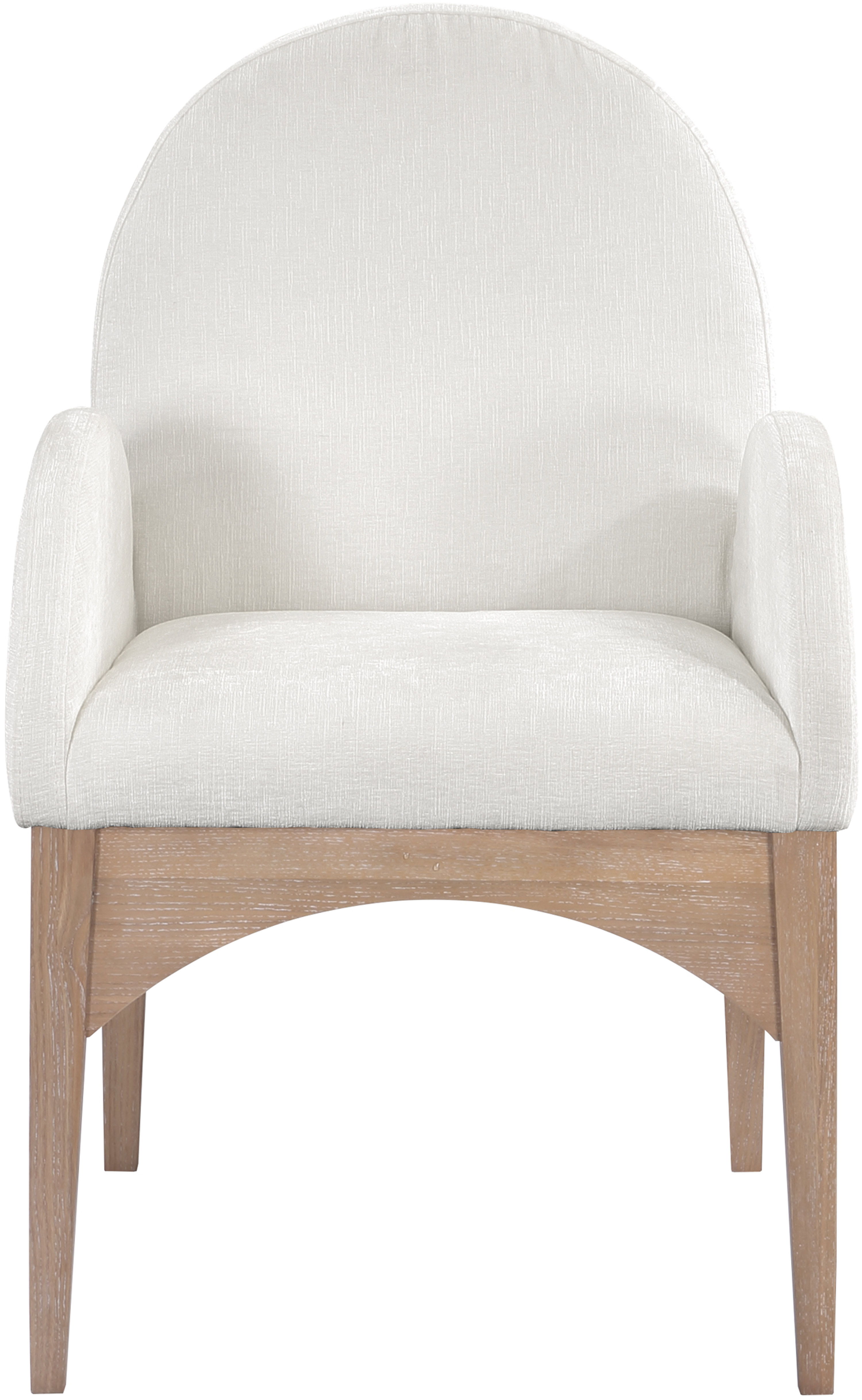 Waldorf - Chenille Dining Arm Chair With Natural Legs - Cream