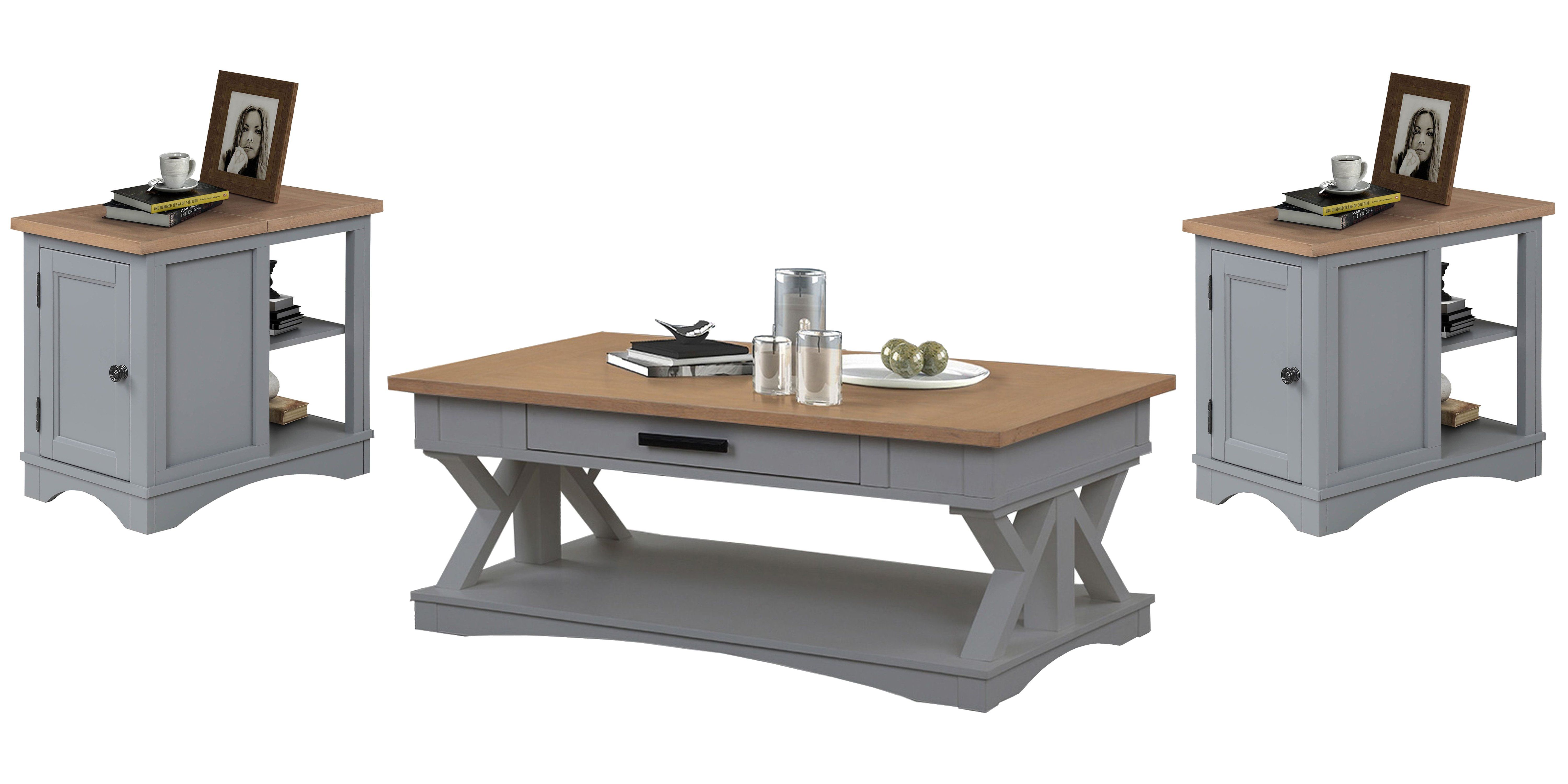 Americana Modern - Cocktail Table With 2 Chairside Tables - Dove Image