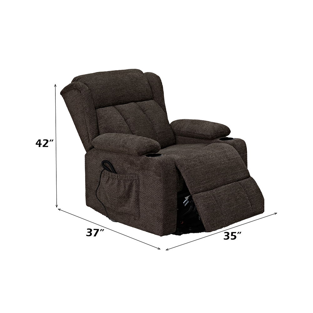 Lusio - Power Motion Recliner With Lift & Cup Holder - Brown, dark brown, view 7