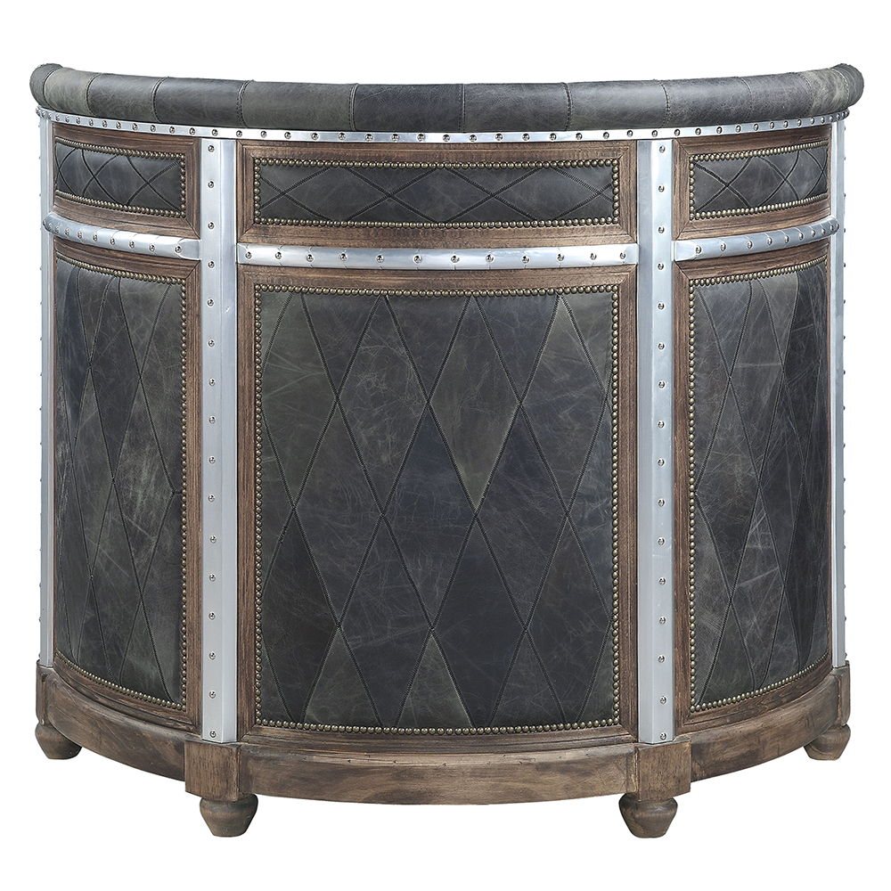 Rahma - Bar Table - Antique Ebony Top Grain Leather & Aluminum, dark gray, view 6