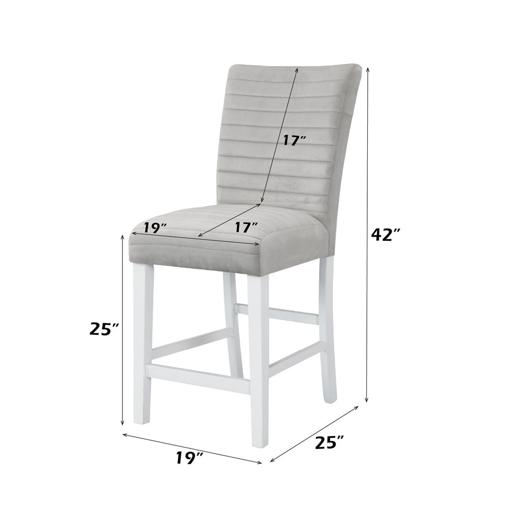 Elizaveta - Counter Height Chair (Set of 2) - Gray Velvet &White High Gloss, light gray, view 7