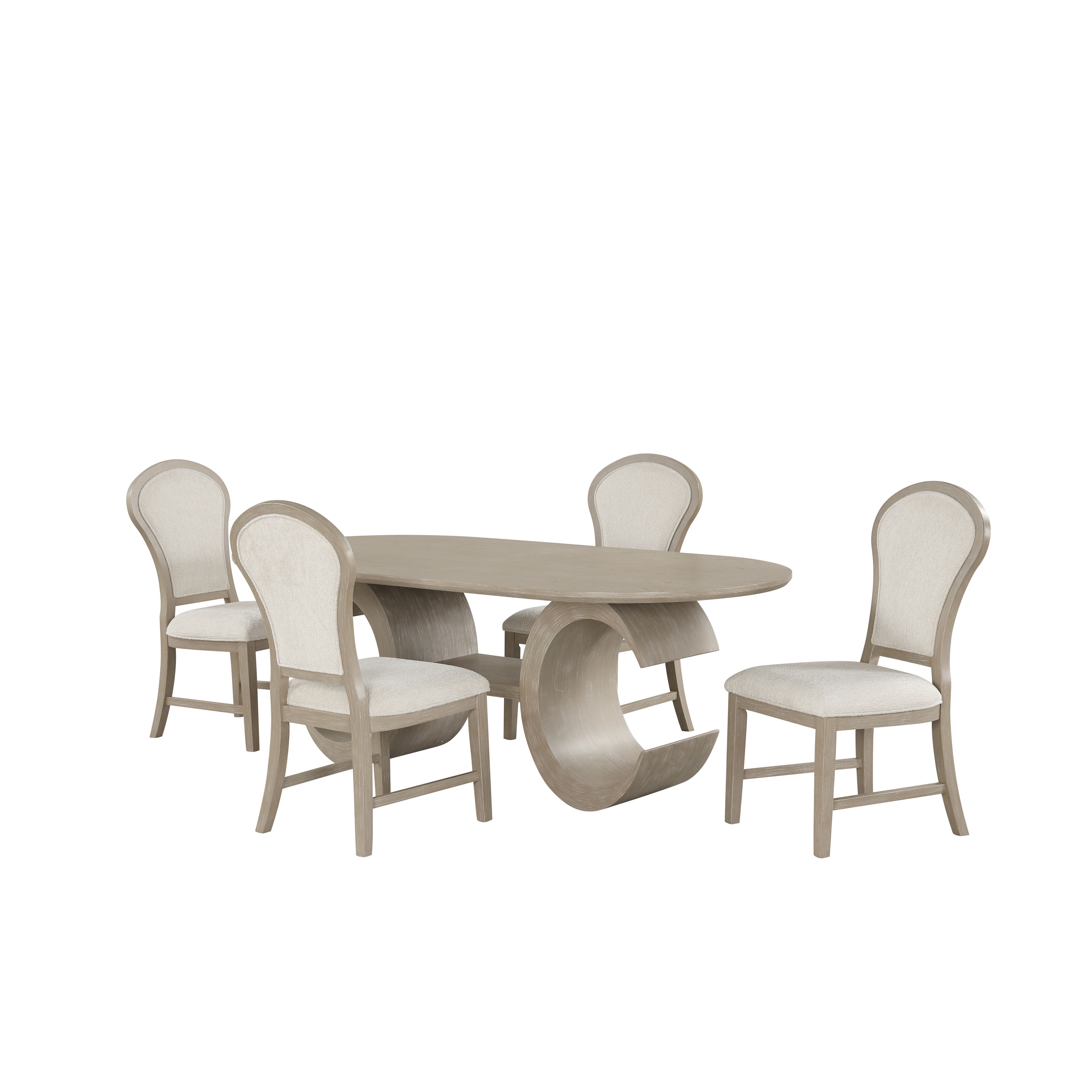 Gwendolyn - Oval Dining Table With 4 Side Chairs - Beige / Natural