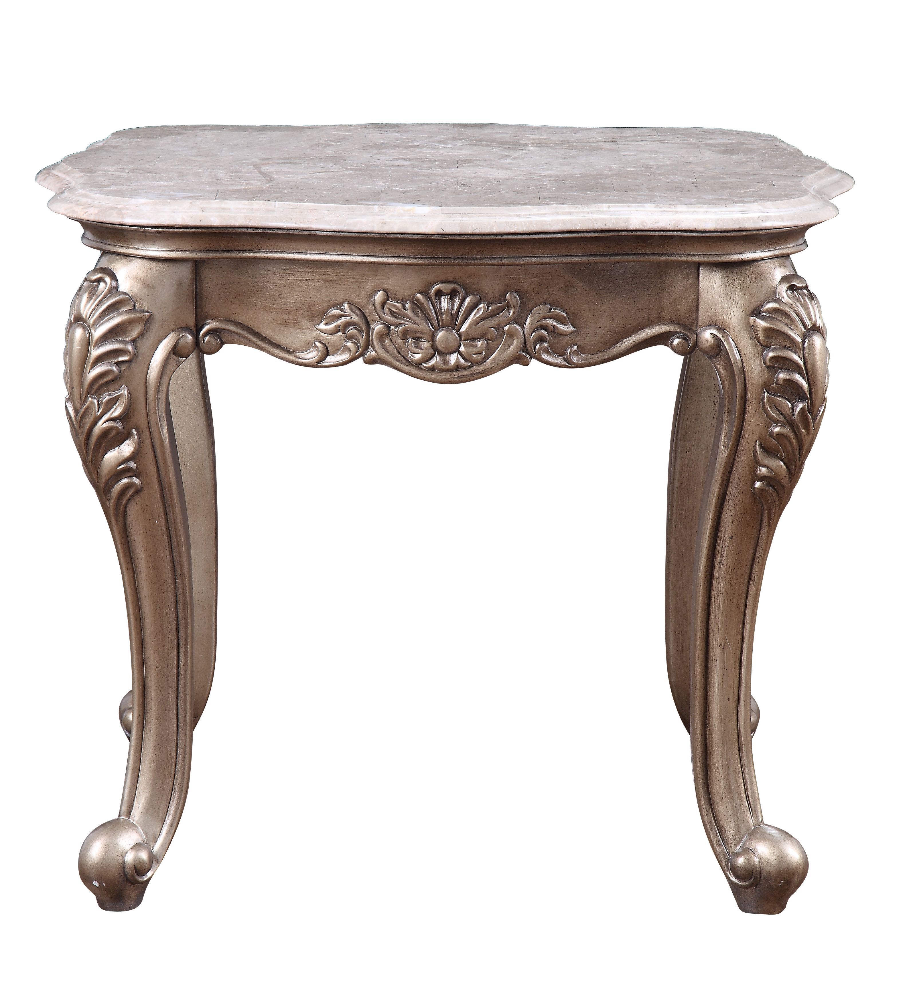 Jayceon - End Table - Marble Top & Champagne, beige, view 2