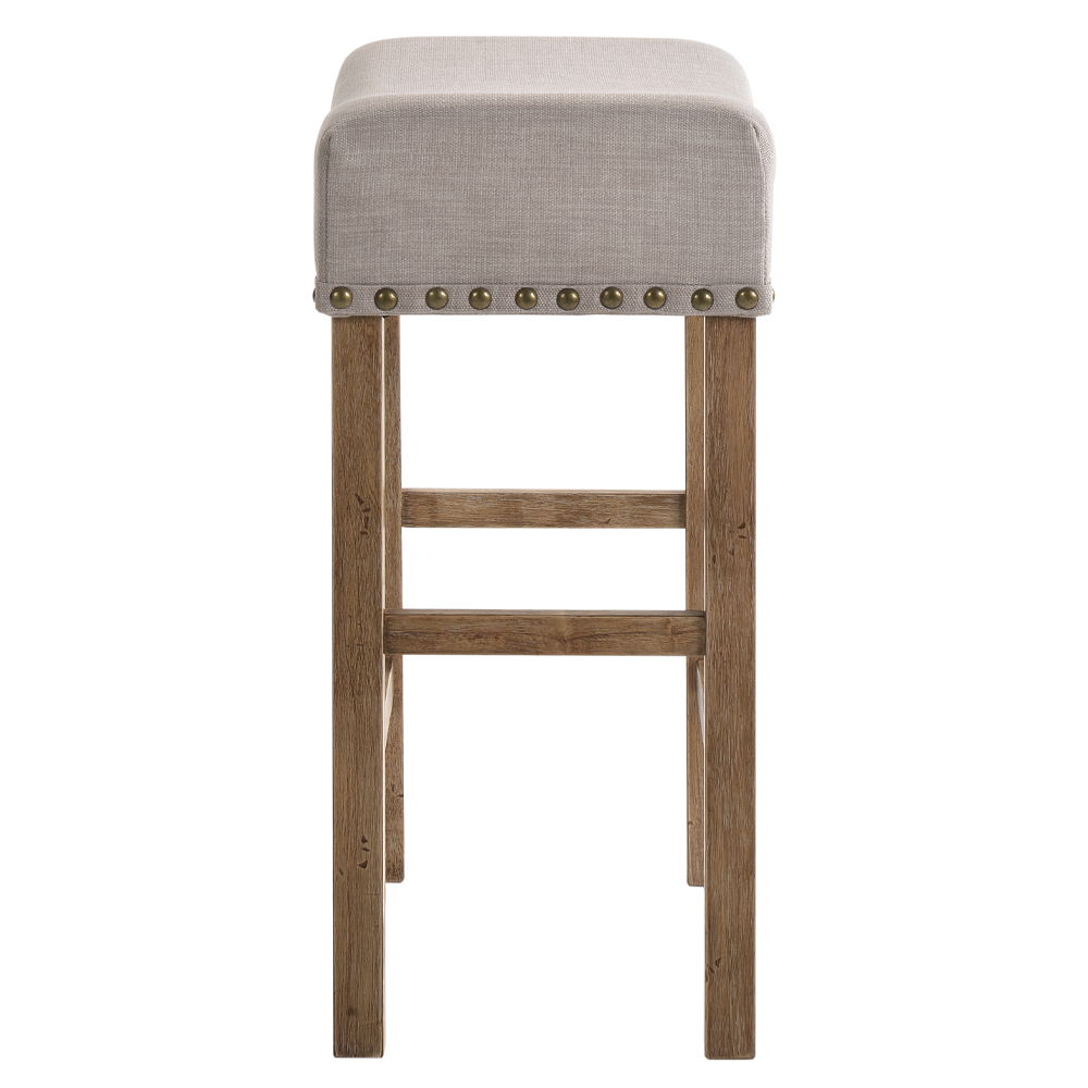 Martha II - Counter Height Stool (Set of 2) - Tan Linen & Weathered Oak, light brown, view 3