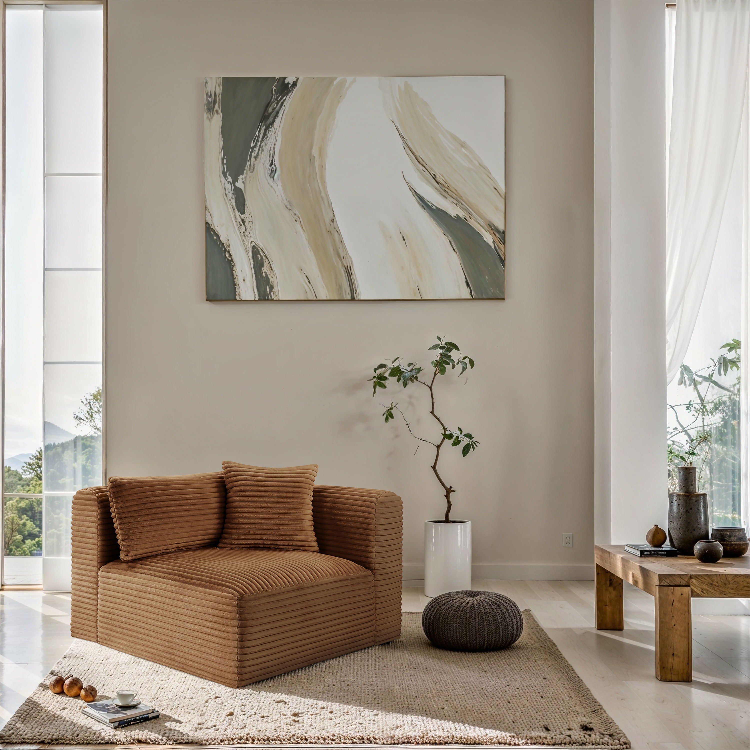 Shaggy - Corner Chair - Saddle