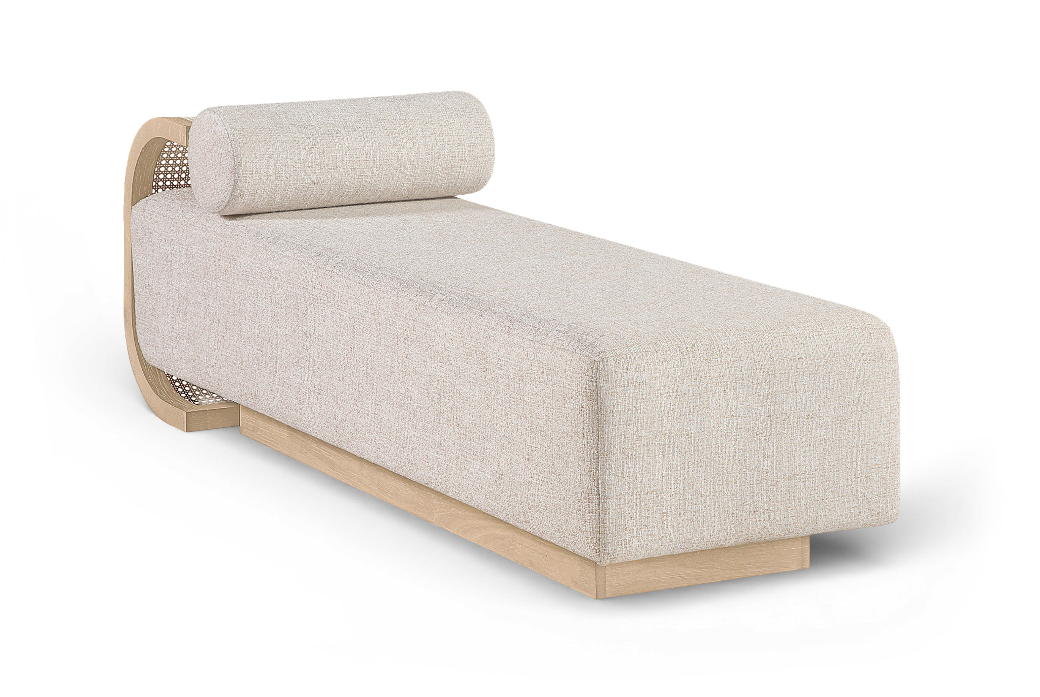 Zephyr - Linen Textured Fabric Upholstered Chaise - Beige / Painted Natural