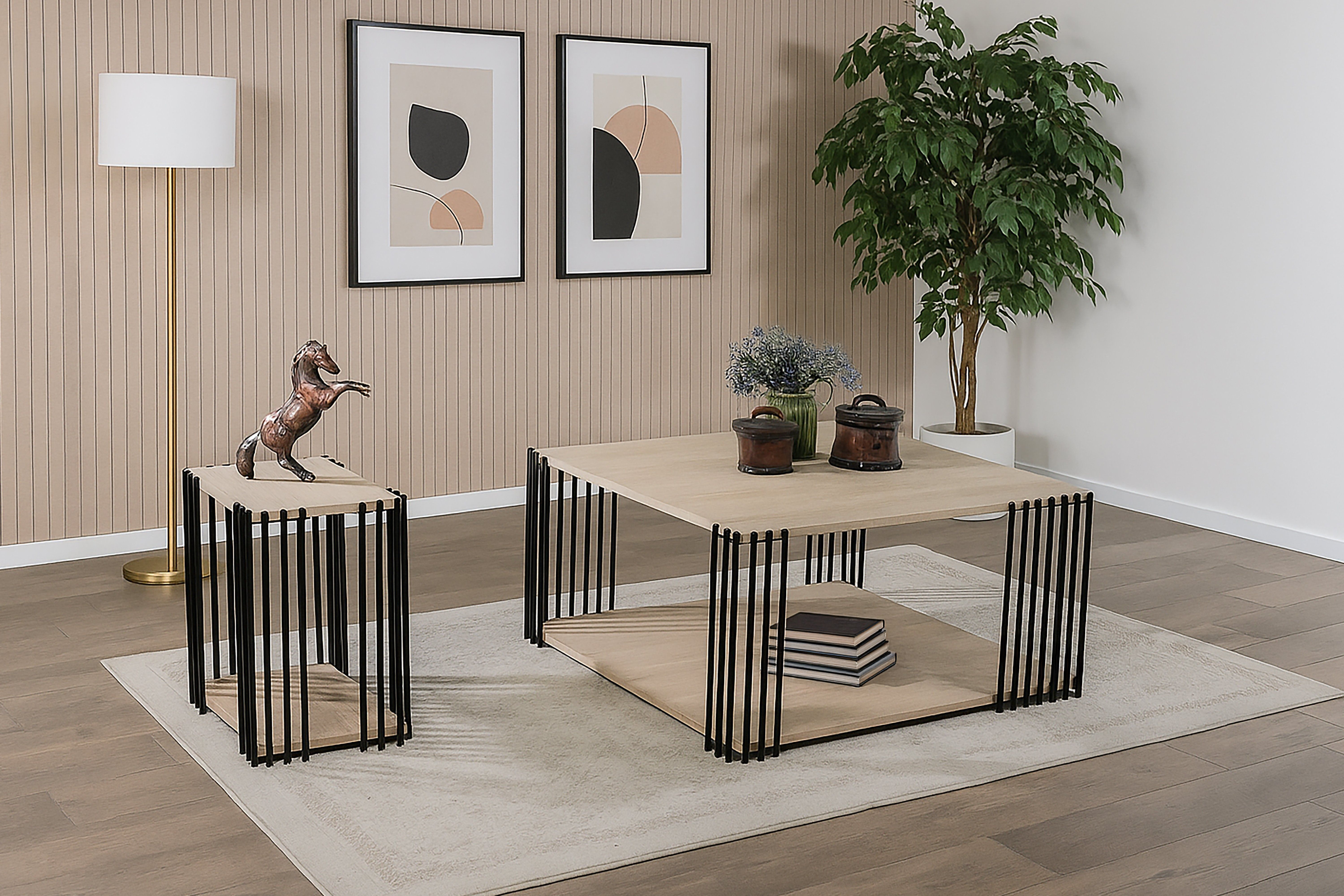 Vertex - Rectangular 3 Piece Occasional Set (1 Coffee & 2 End Tables) - Brown / Black