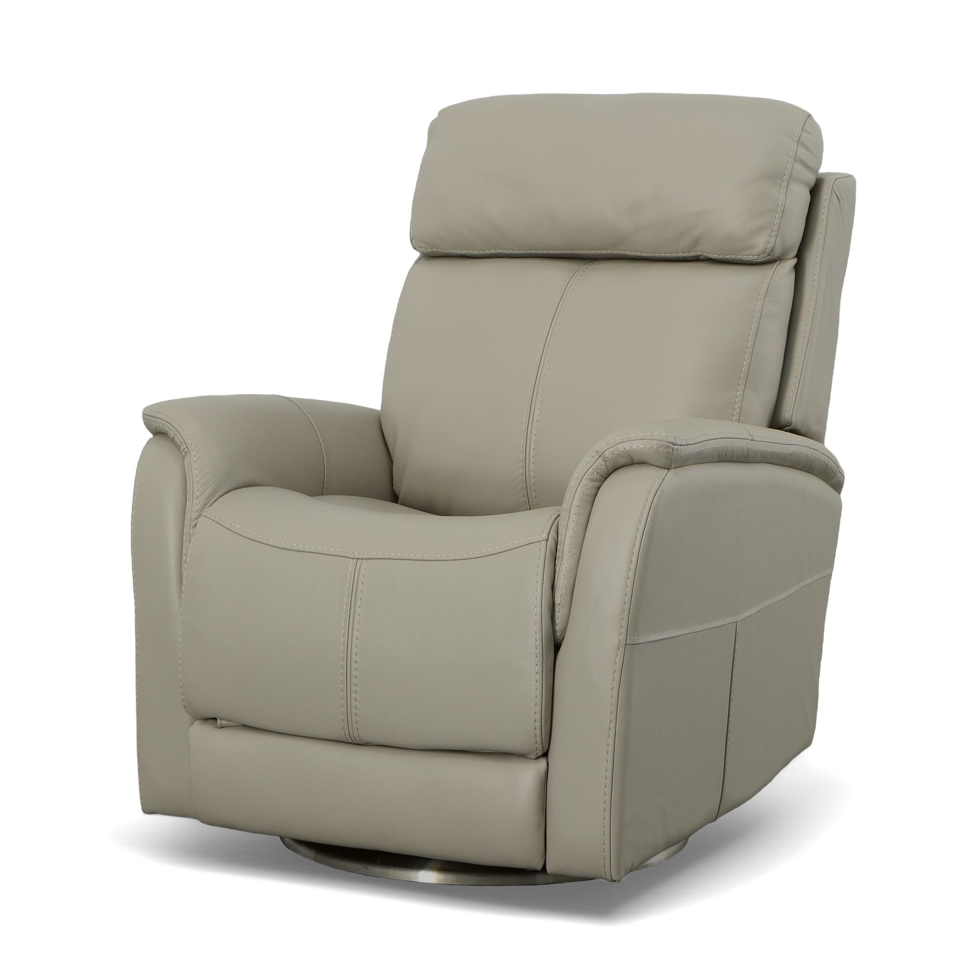 View - Power Swivel Recliner With Power Headrest - Dove, light gray, view 2