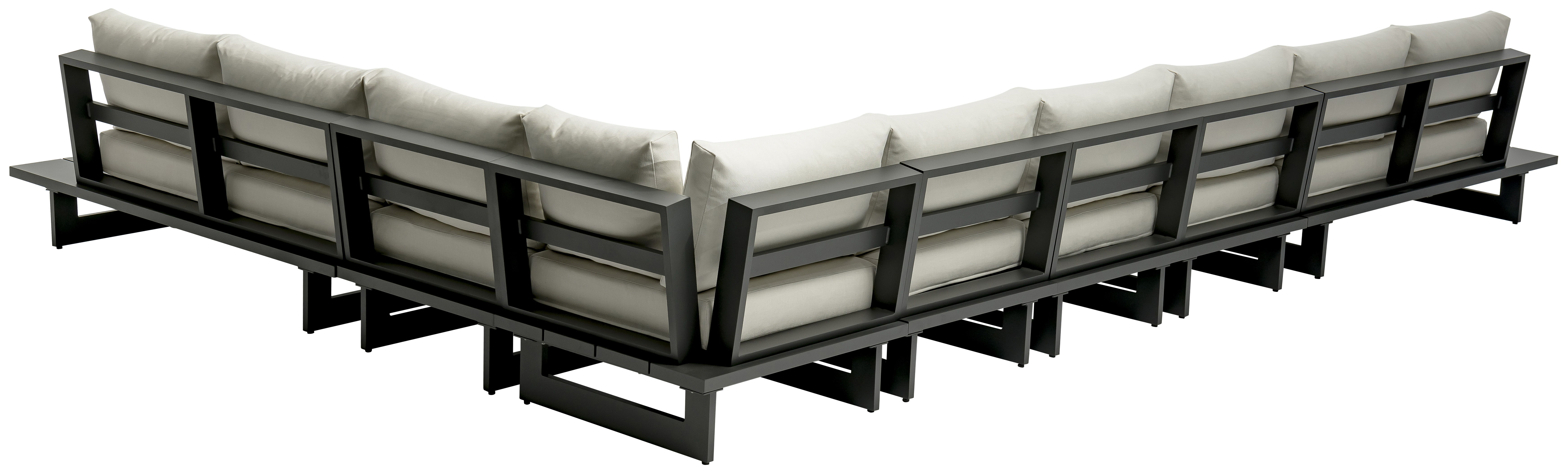 Maldives - 7 Piece Water Resistant Outdoor Patio Modular Sectional With Gray Base - Cream