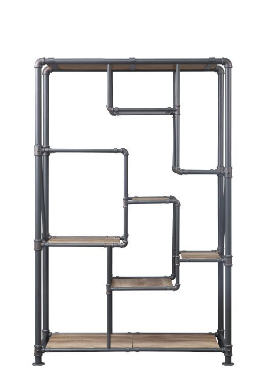 Brantley - Bookshelf - Antique Oak & Sandy Gray, dark gray, view 2