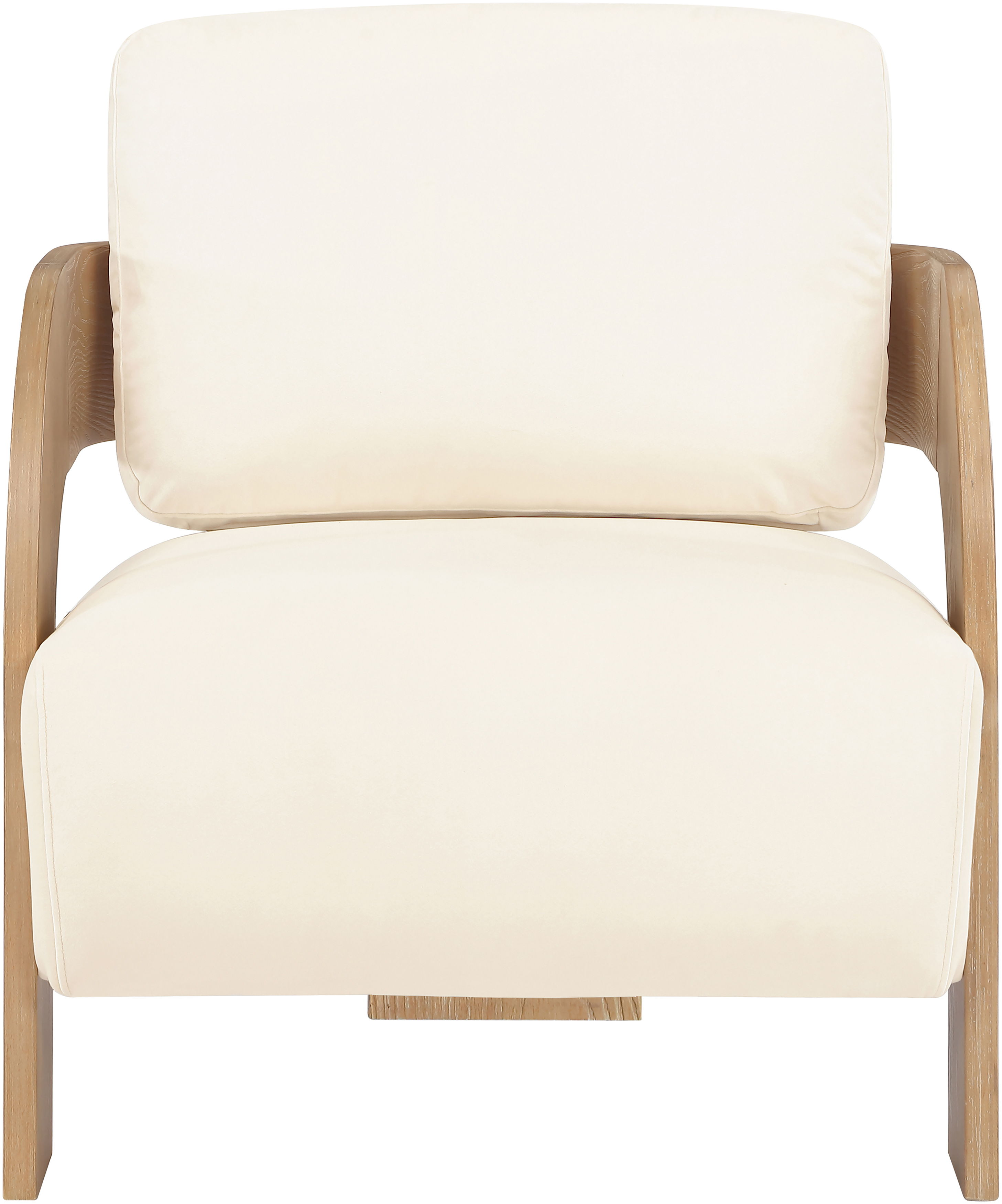 Cedra - Velvet Performance Fabric Upholstered Accent Chair - Cream / Natural