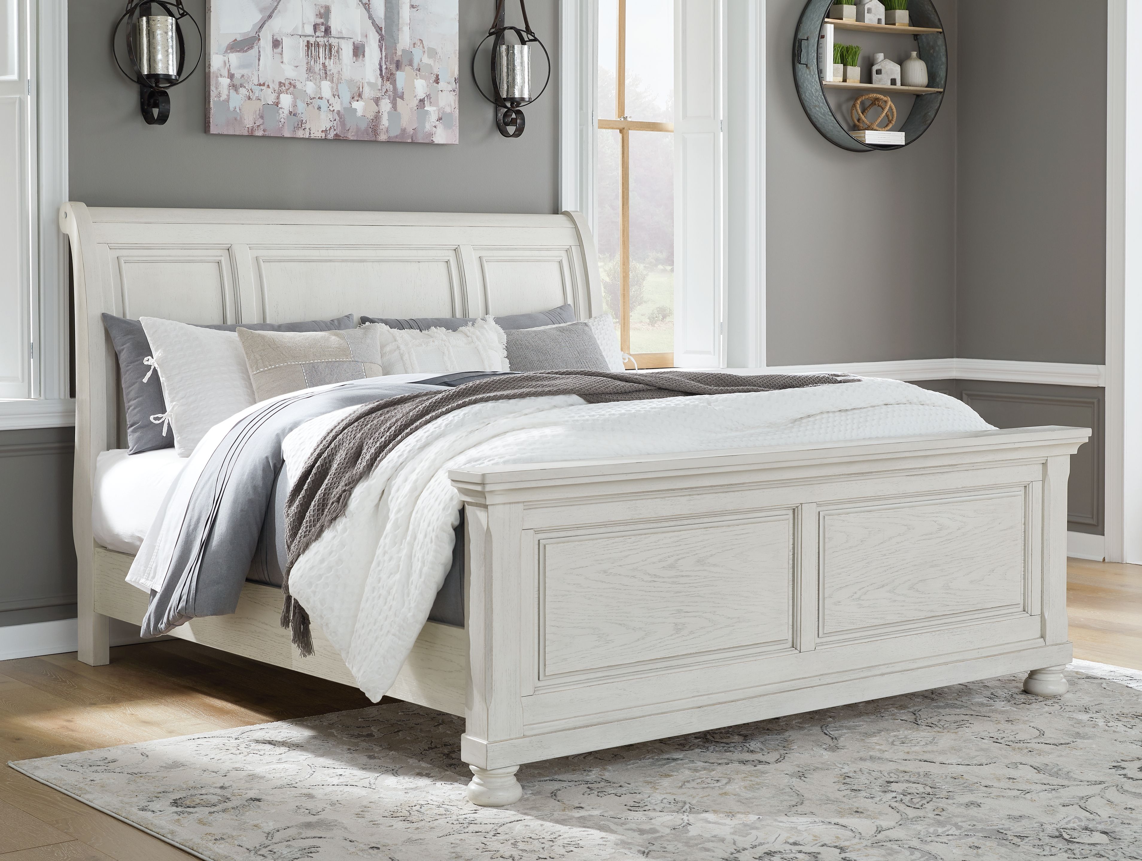 Robbinsdale - King Sleigh Bed - Antique White