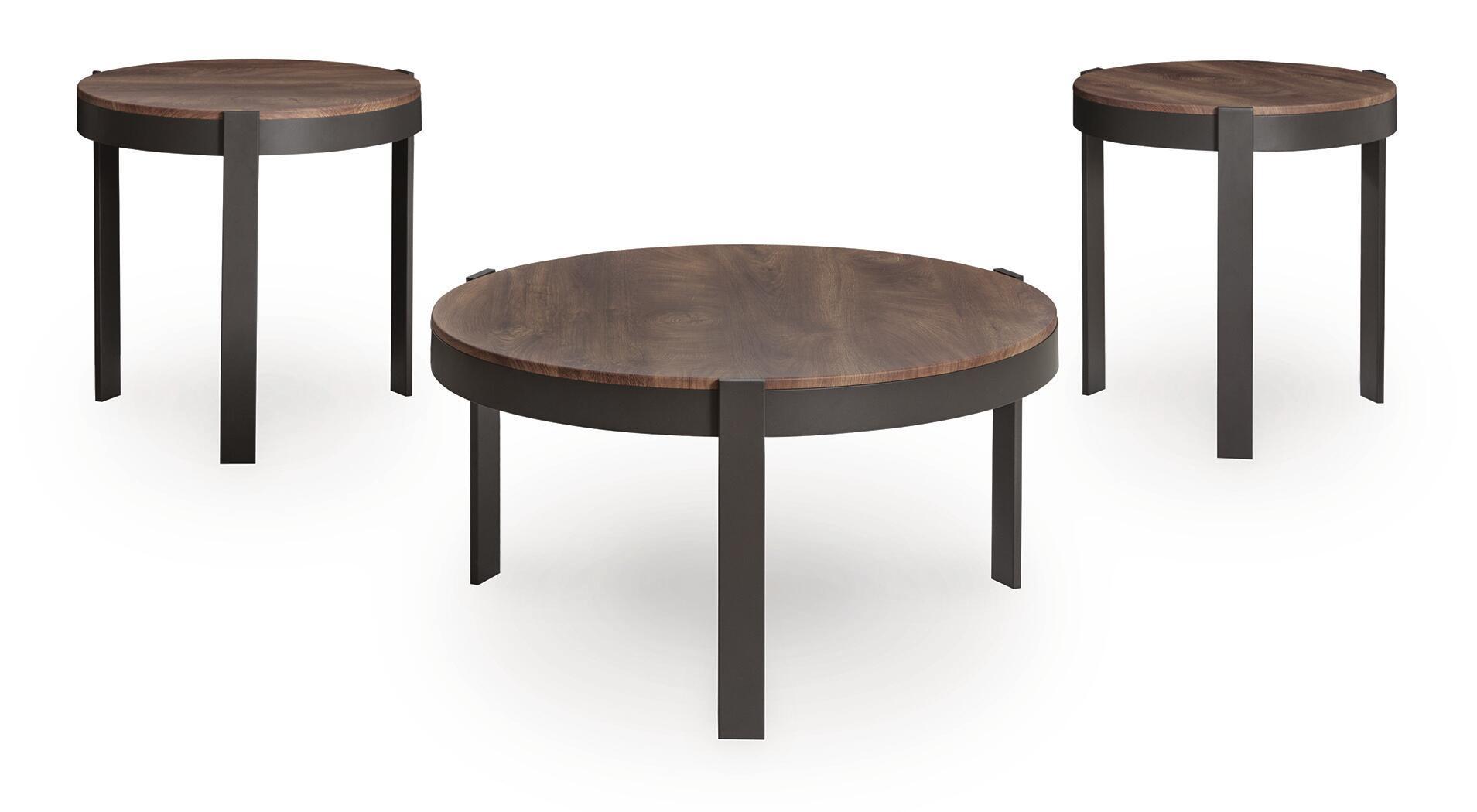 Ashley Furniture Horizon Hills - Occasional Table Set (Set of 3) - Brown / Black - Image 3
