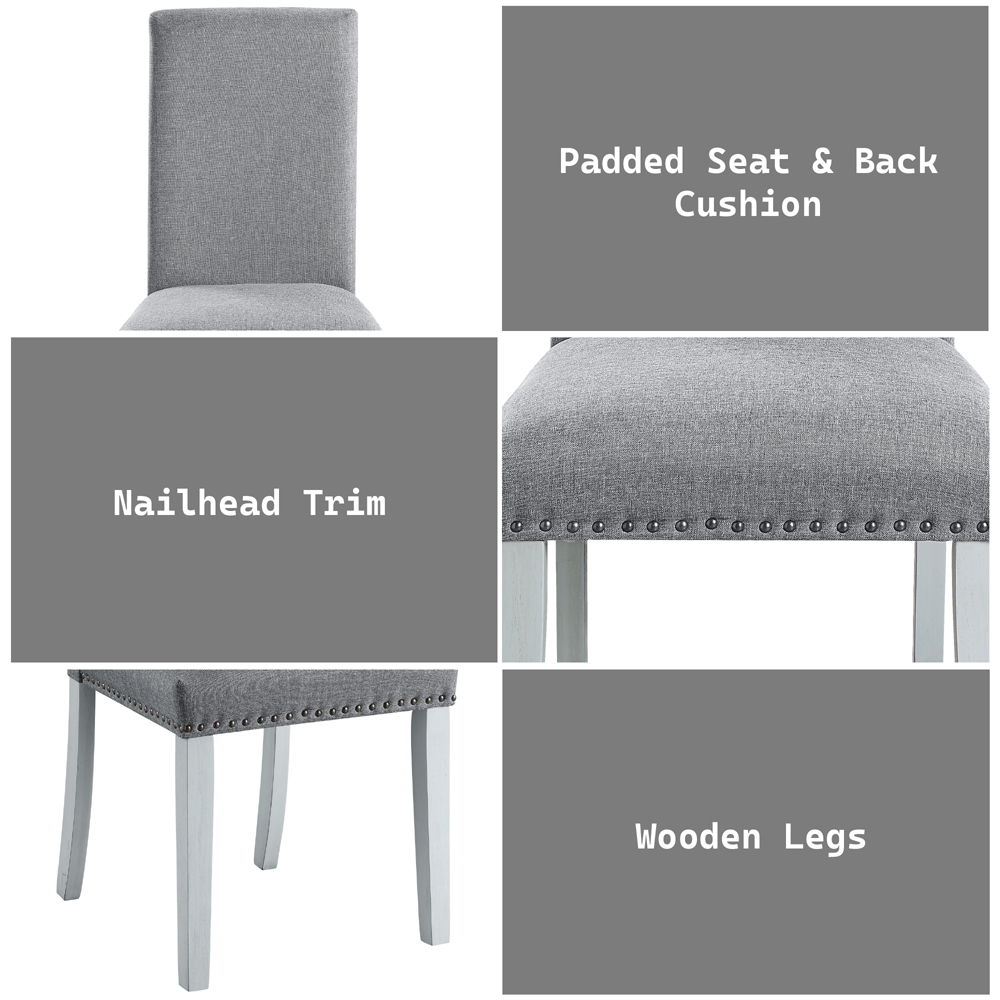 Lanton - Side Chair (Set of 2) - Gray Linen & Antique White, white, view 8