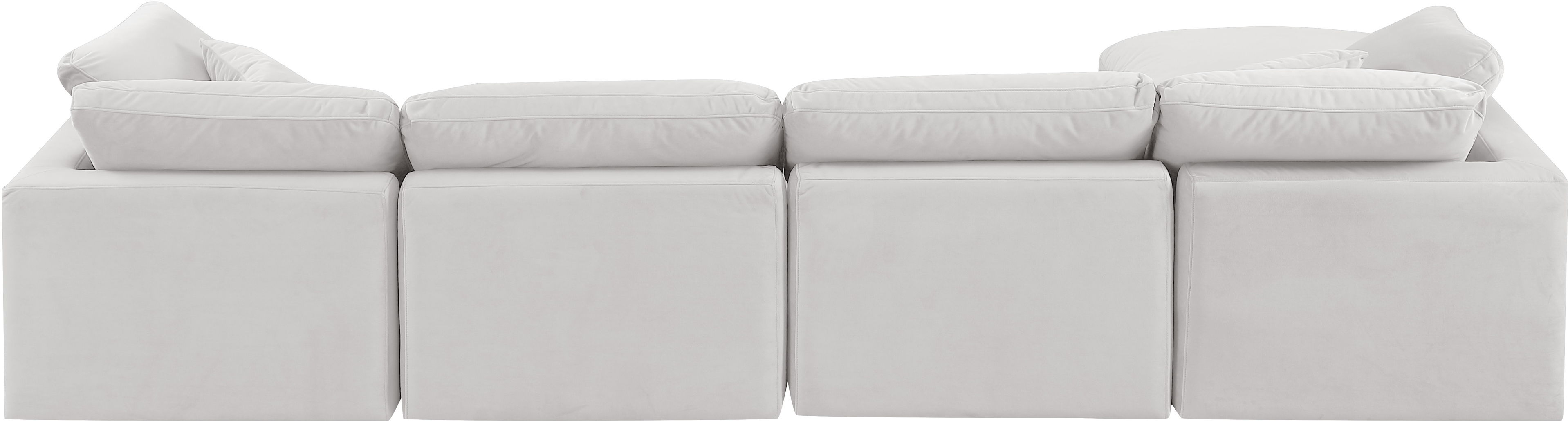 Indulge - Velvet 5 Piece Modular Sectional With Chaise - Off White
