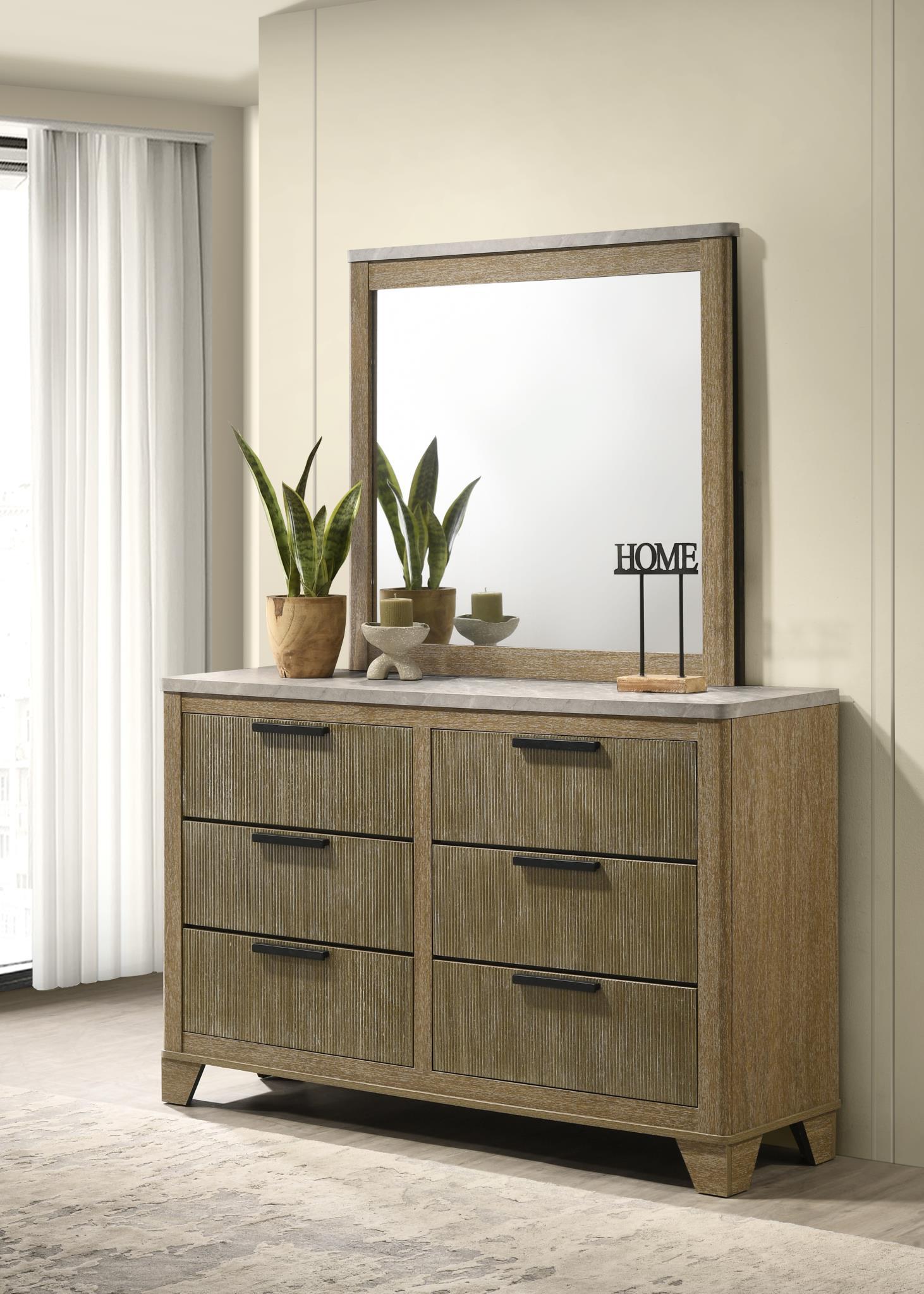 B406 - 3 Piece Bedroom Set (Queen Bed, Dresser, Mirror) - Aspen Oak