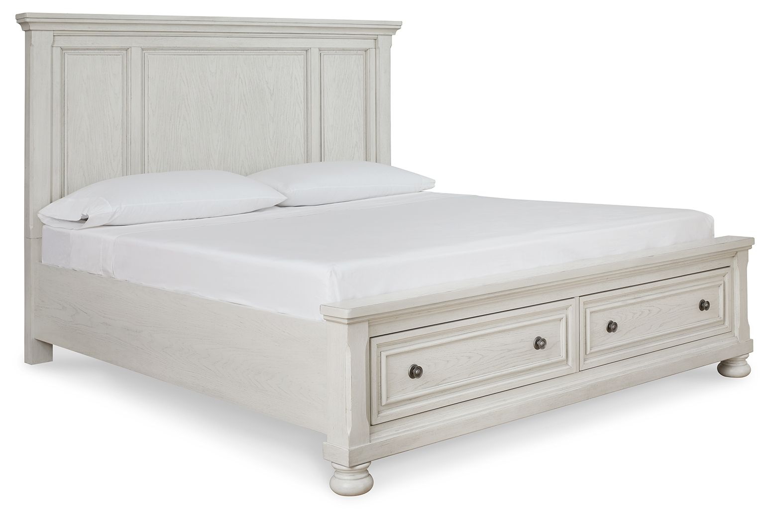 Ashley Robbinsdale - Antique White - King Panel Storage Bed